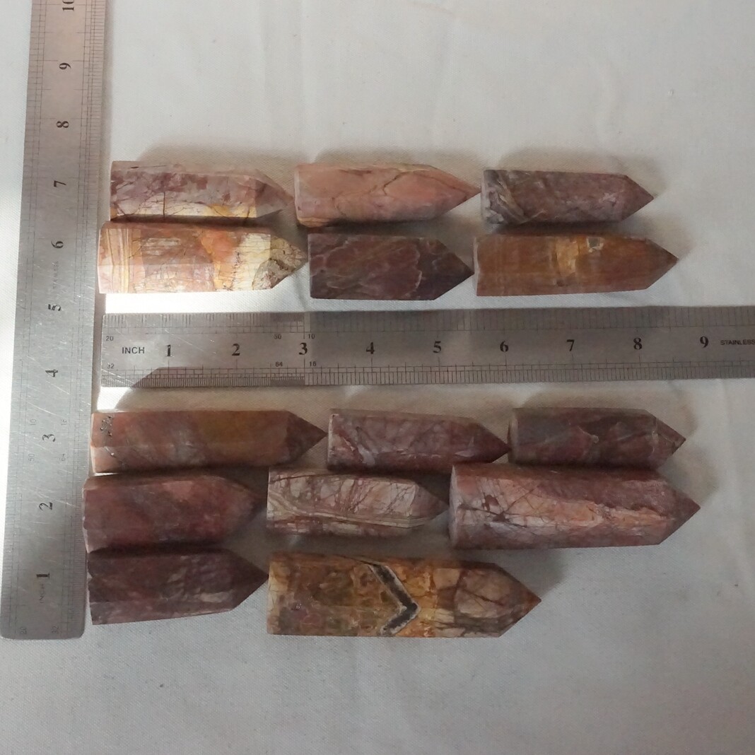2.2LB 14Pcs Cherry Creek Jasper Multicolor Picasso Crystal Points Tower Healing