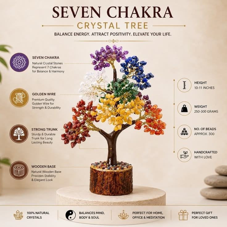 Seven Chakra 200 Chips Money Bonsai Tree of life Healing Feng Shui Statues