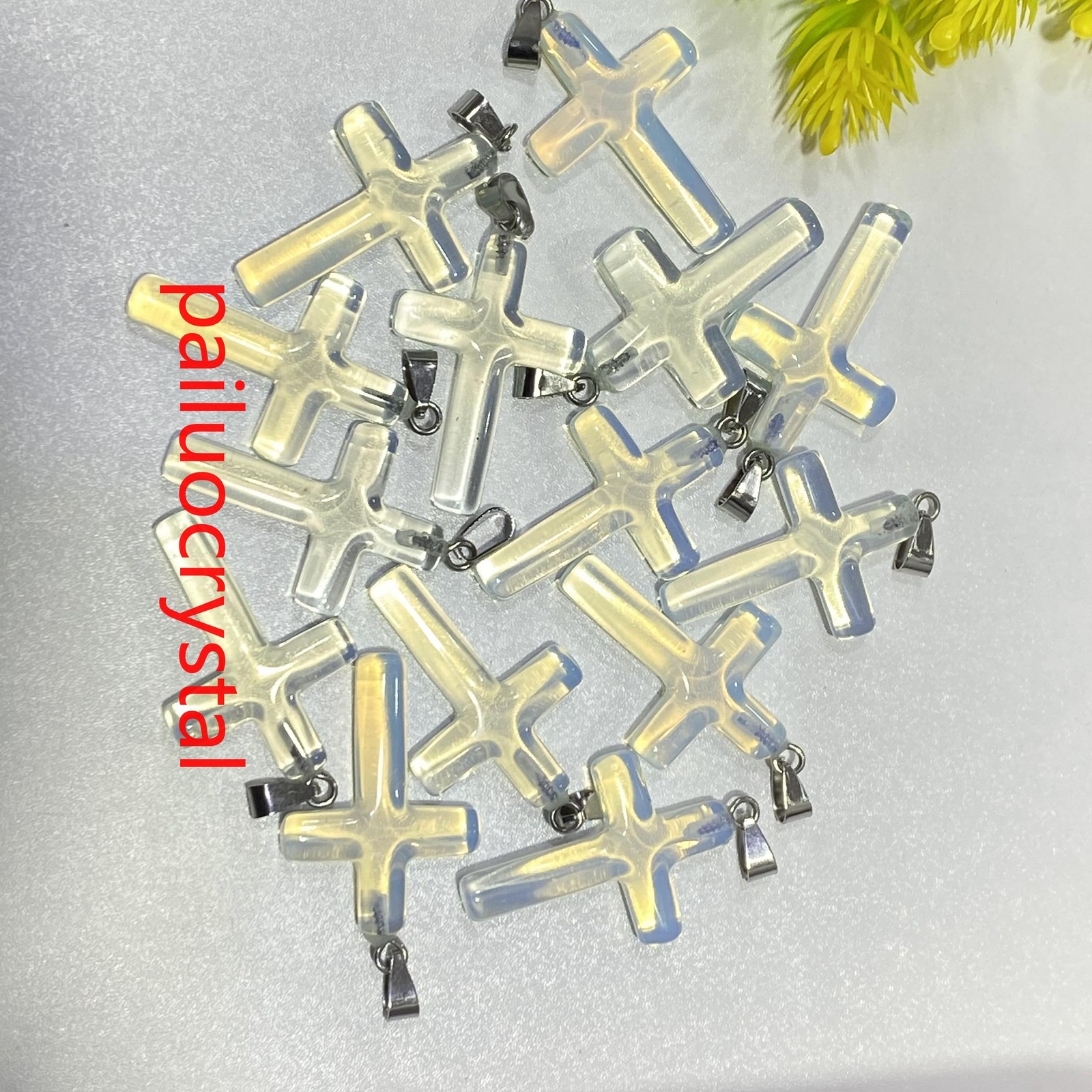 1.8″ Opalite Cross Quartz Crystal Skull Carved Pendant Reiki Healing Gem 1pc