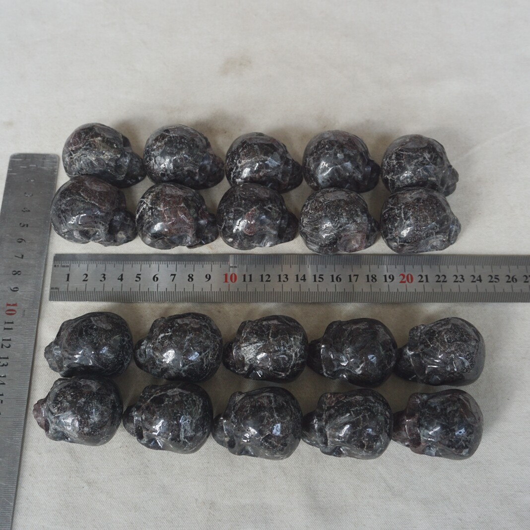 4.2LB 20 Astrophylite Garnet Blue Flashes Crystal Skull Carving Head Healing 5cm