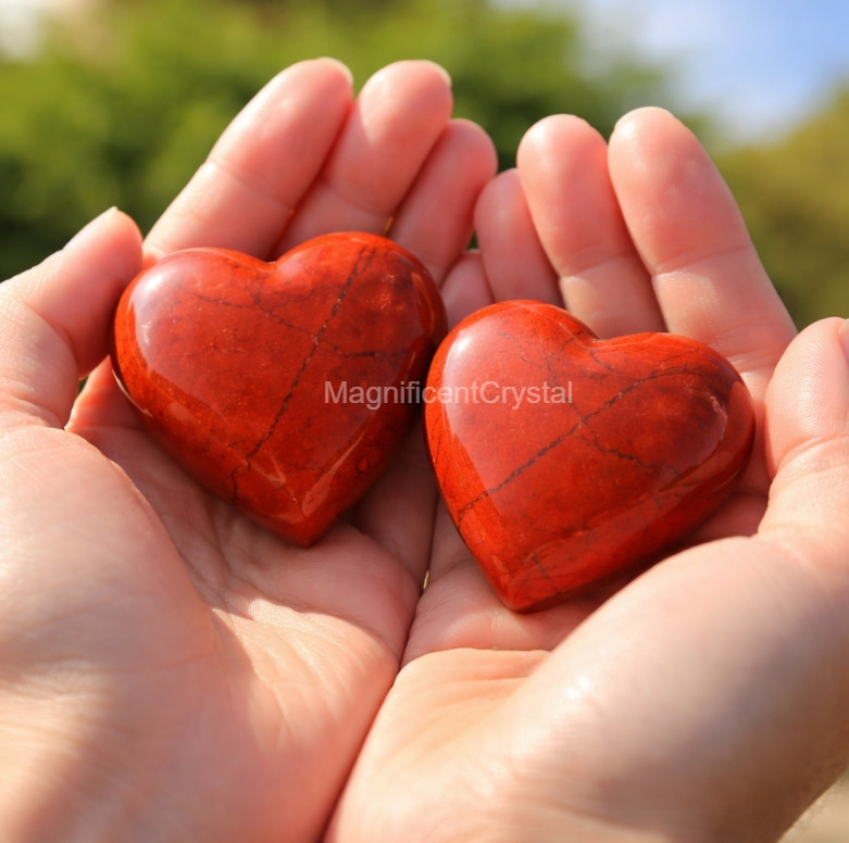 Genuine Red Jasper Heart Stone Hand Polished Meditation Healing Crystal Decor