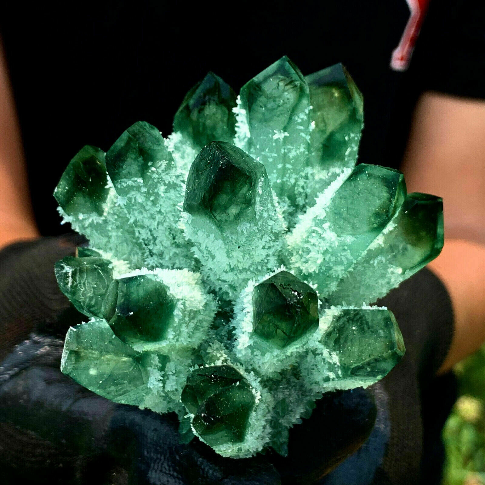 400g+ New Green Phantom Quartz Crystal Cluster Mineral Specimen Reiki Healing