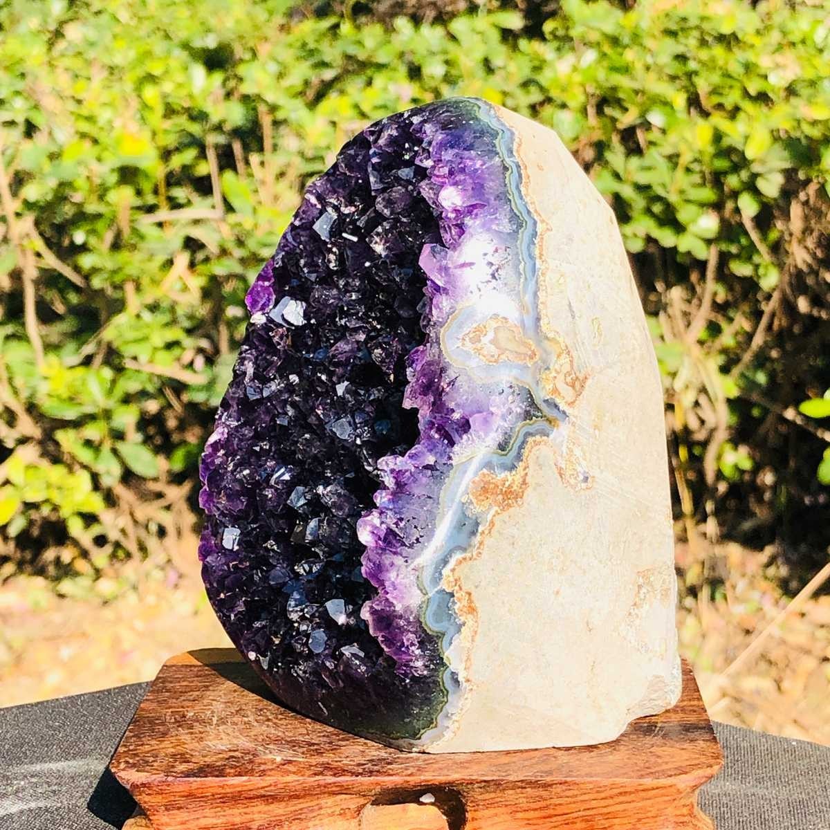 2piece Natural Crystal Amethyst Geode Wealth Attraction Collection 1.12+1.15kg