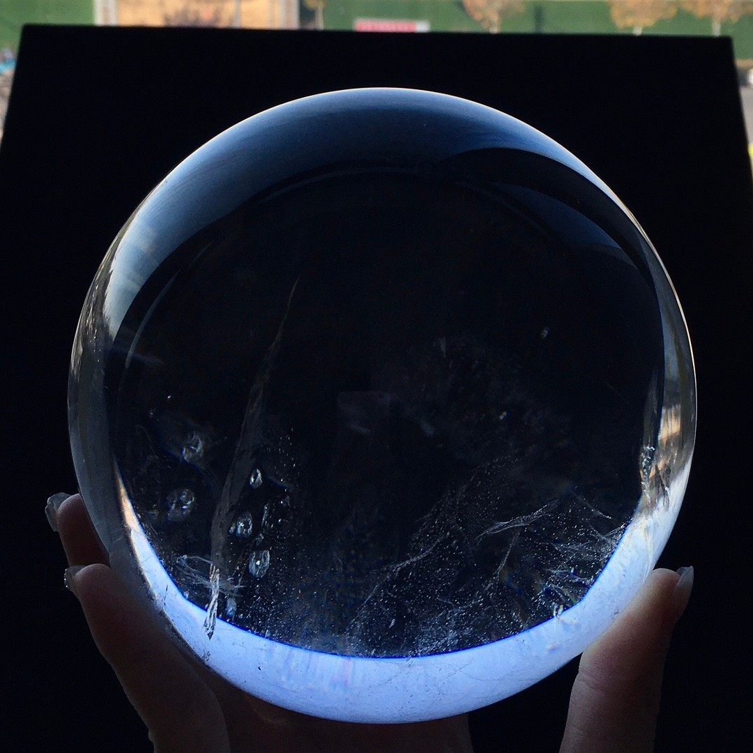 7.9LB Natural Amethyst Sphere Crystal Ball with Wood Stand Healing Feng Shui Dec