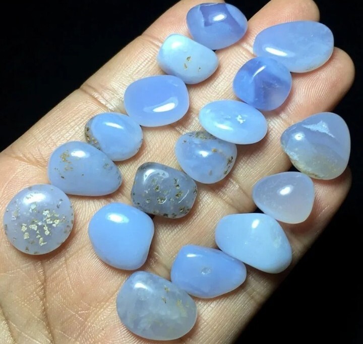 56g Natural Polished Blue Lace Agate Freeform Crystal Chalcedony Tumbles Pieces