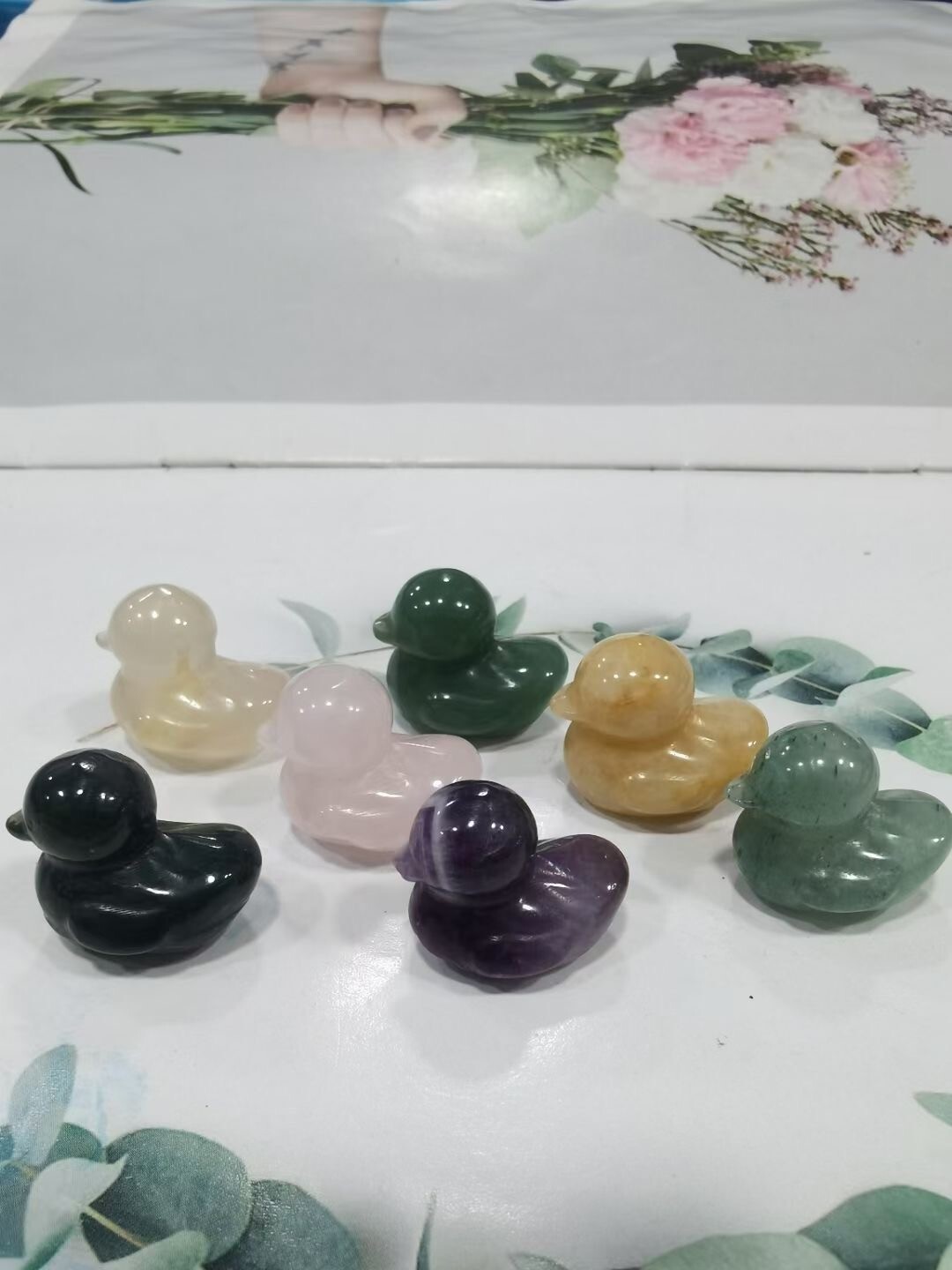5PC Natural hybrid quartz Crystal Carved mini duck Skull Reiki Healing random
