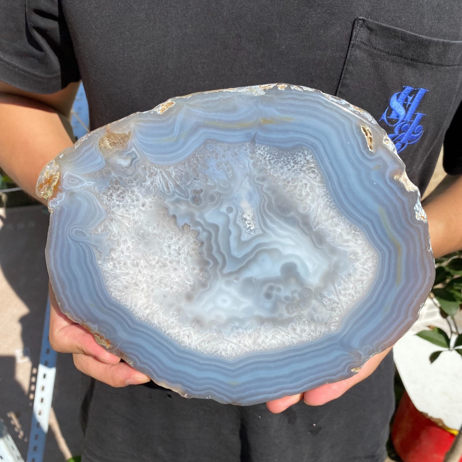 2.4lb Natural striped agate quartz crystal slice rough mineral specimen