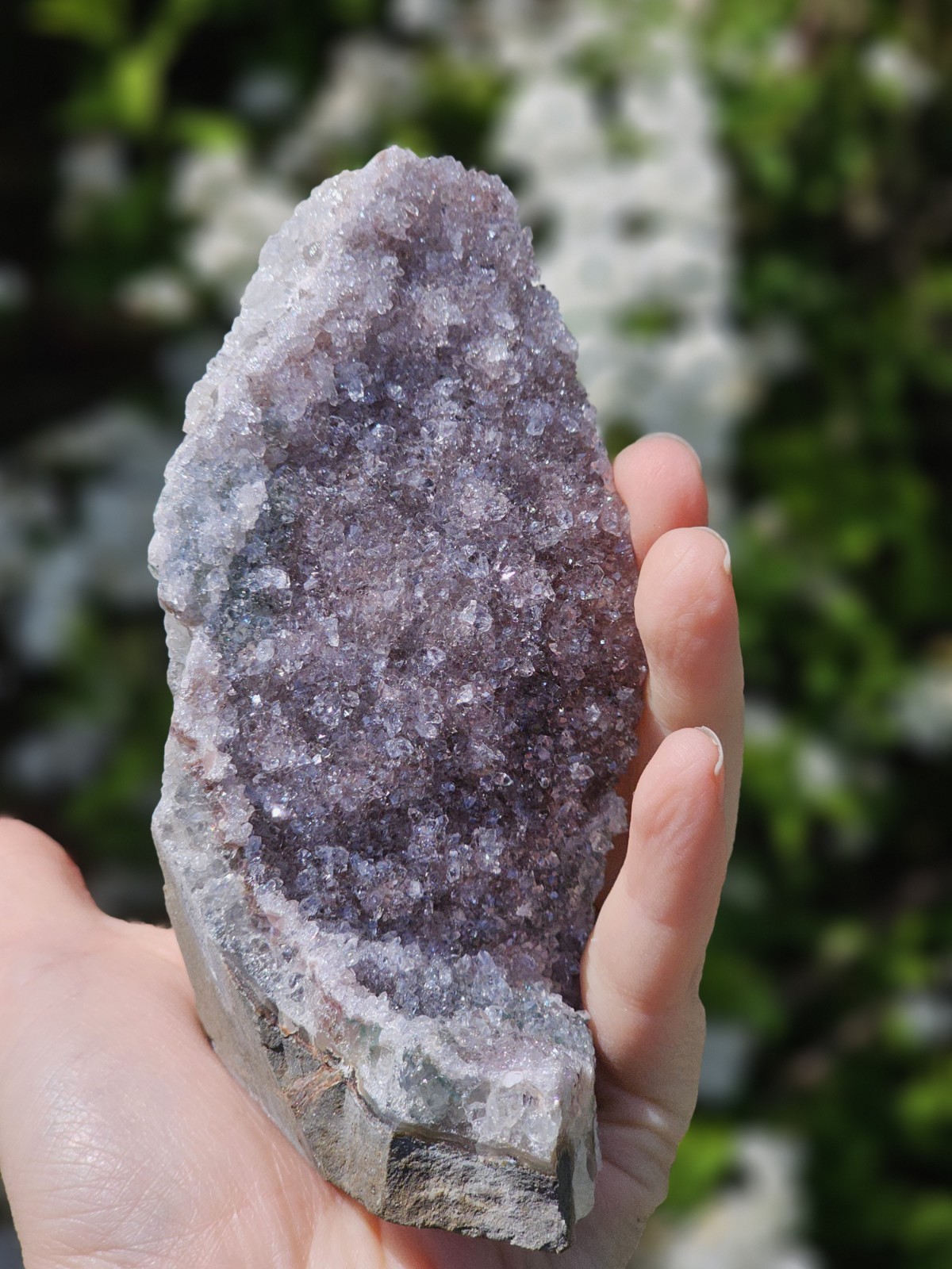 Large Amethyst Cluster Geode crystal Cut Base purple Freeform 413g 11.3x8x6cm