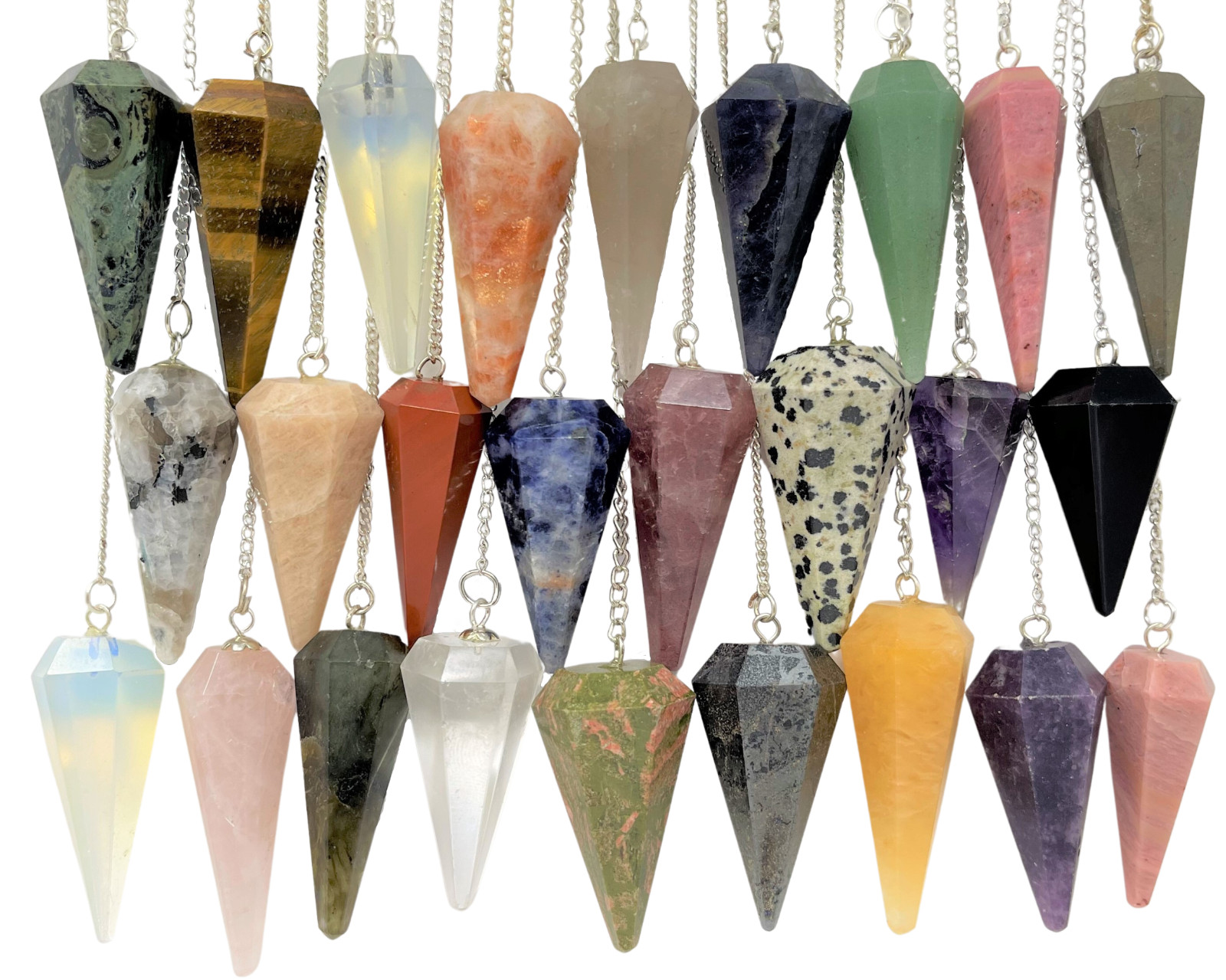 Crystal Gemstone Pendulums – Natural Faceted Pendulum (Dowsing, Divination)