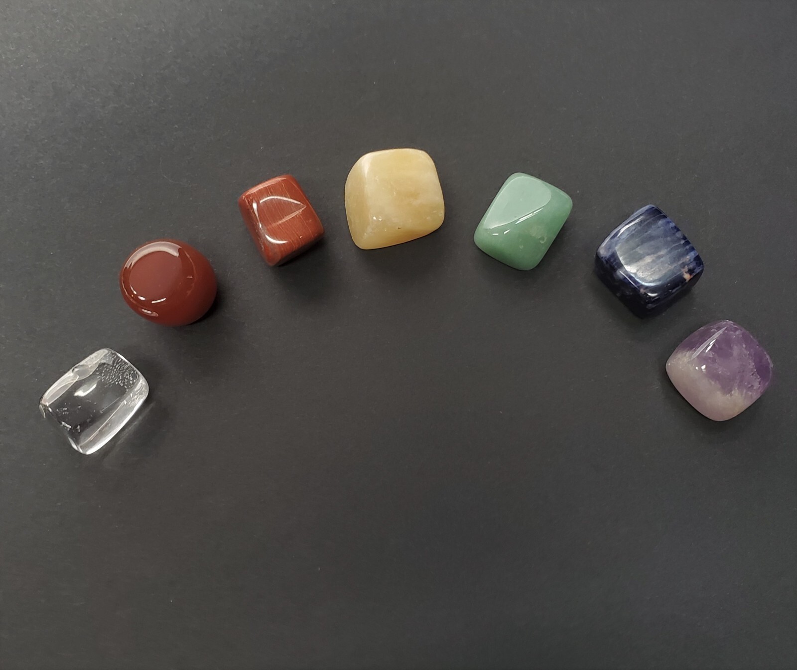 Chakra Stone Set – 7 Polished Tumbled Crystal + Pouch – Yoga Gift