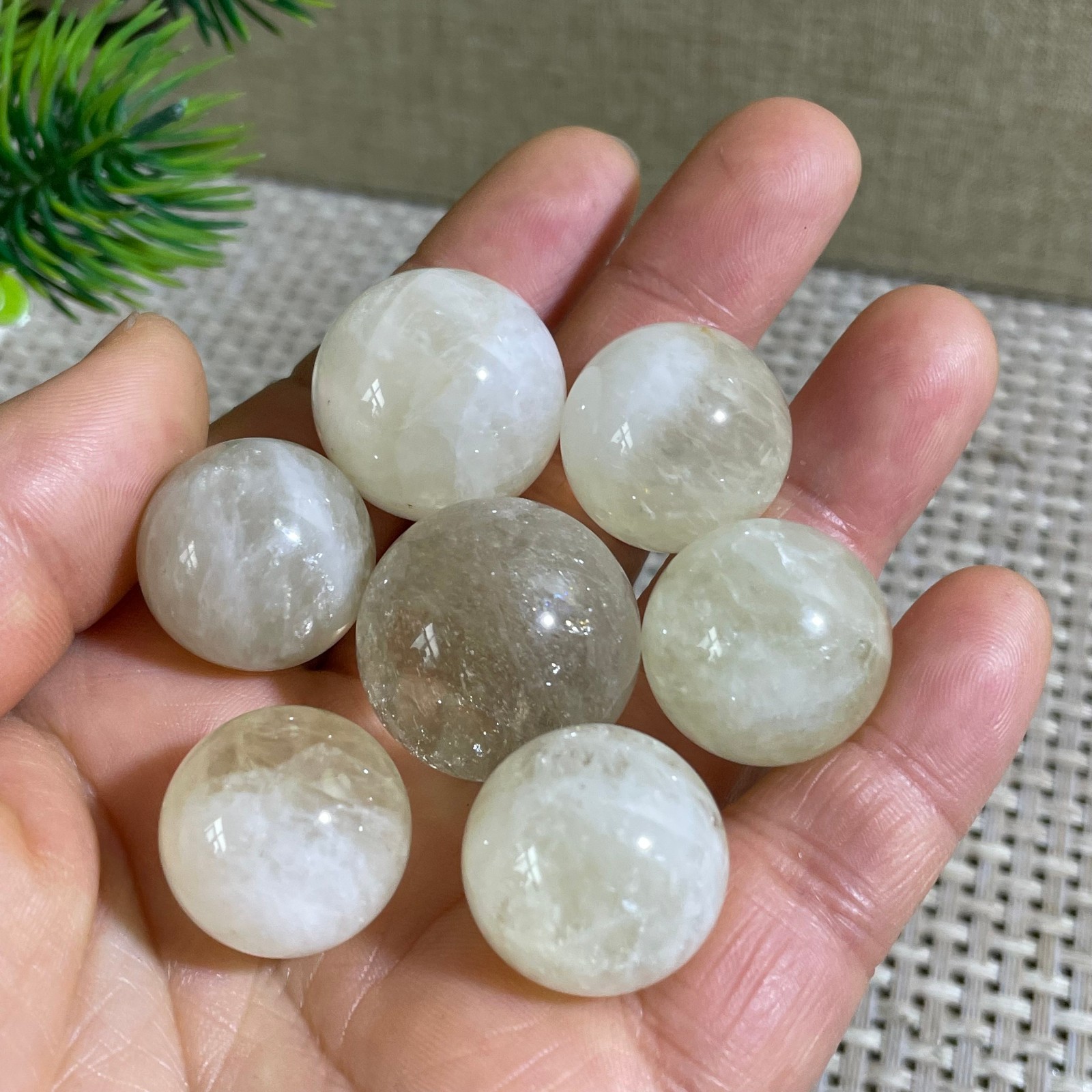 7pcs 80g Natural Yellow crystal ball Quartz Citrine sphere Mineral healing