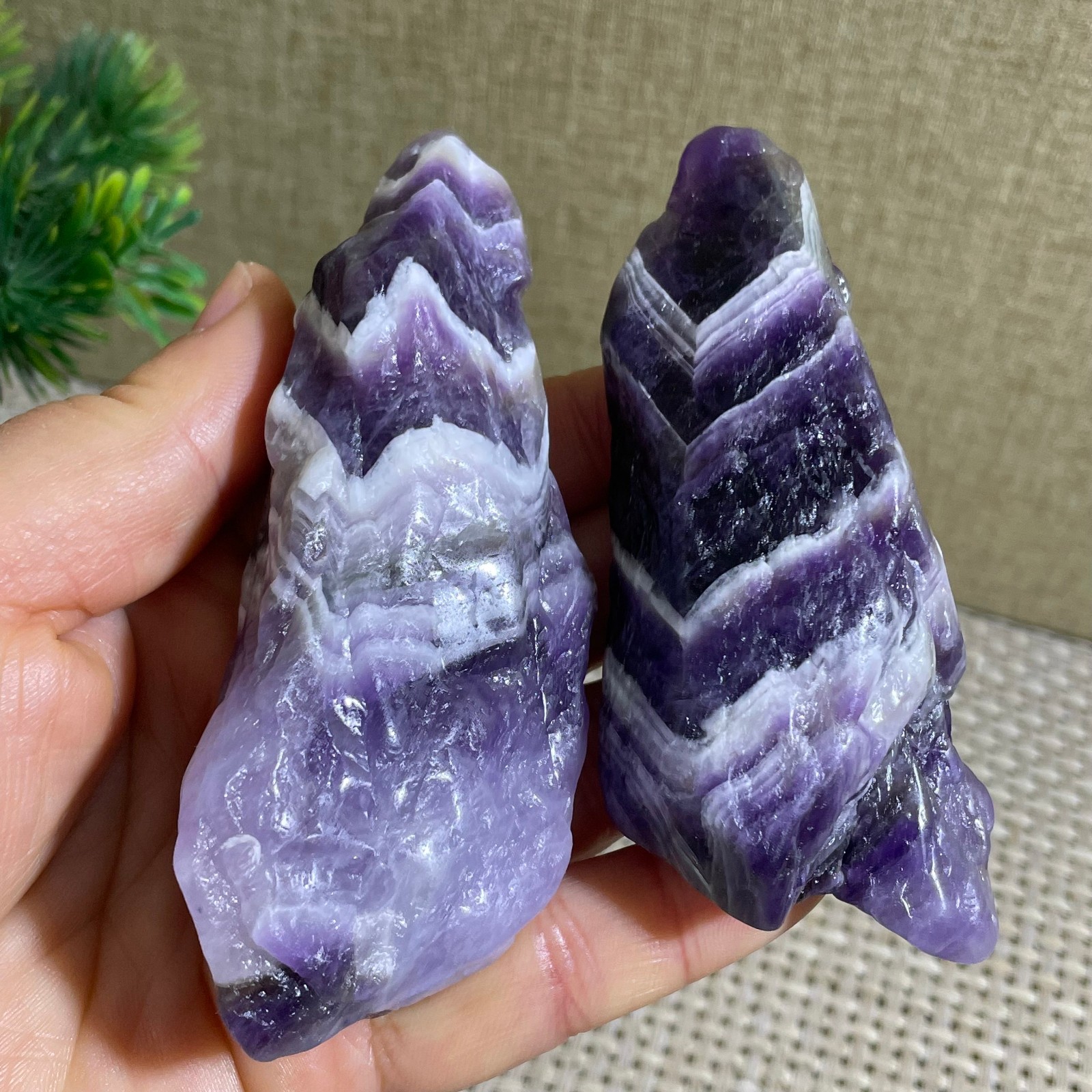 2pcs 189g Natural Dreamy Amethyst Crushed stone crystal Energy Mineral Specimen