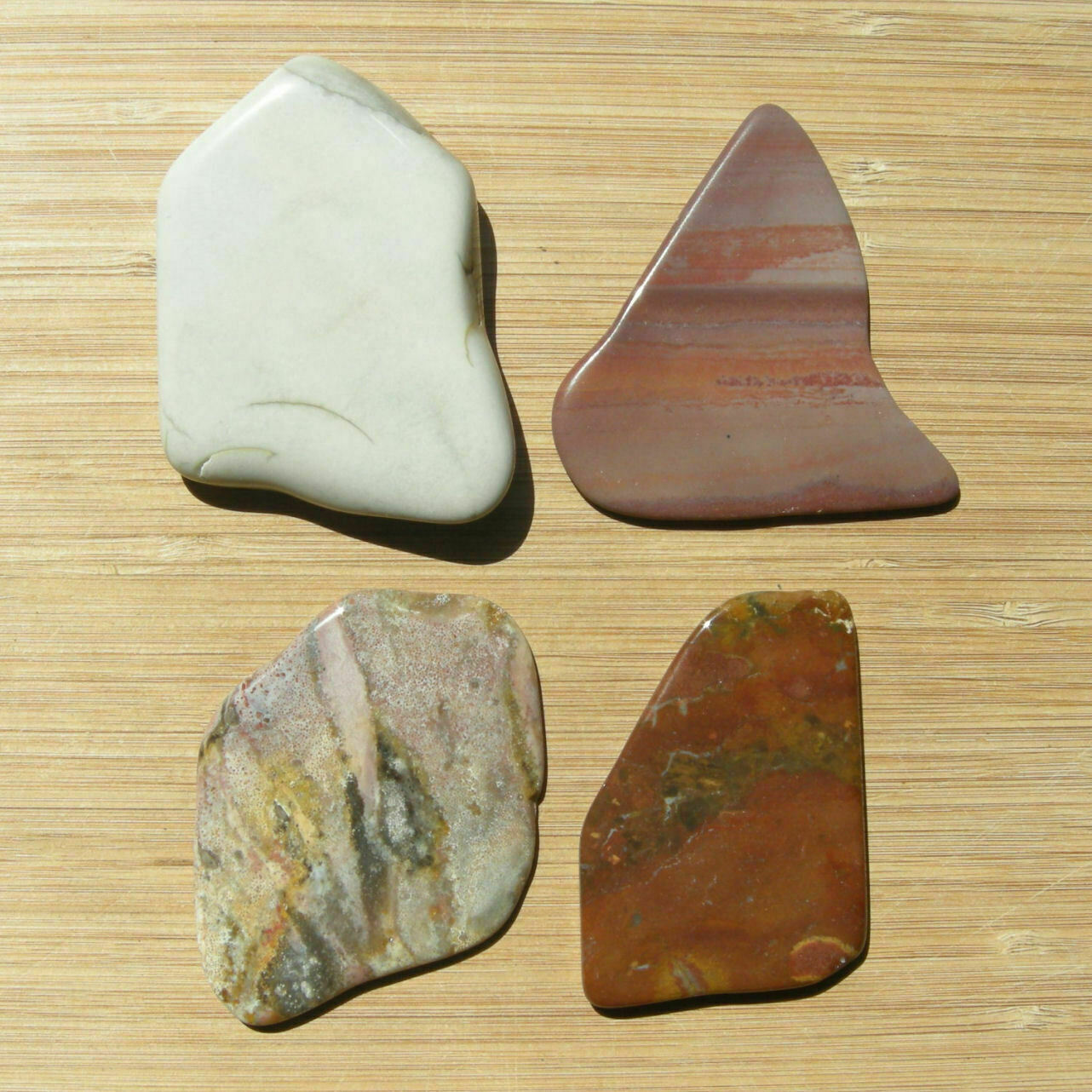 4 Stone Slices Flat Cut Polished Jasper Crystals Kona Dolomite 2.75 to 3.25 Inch