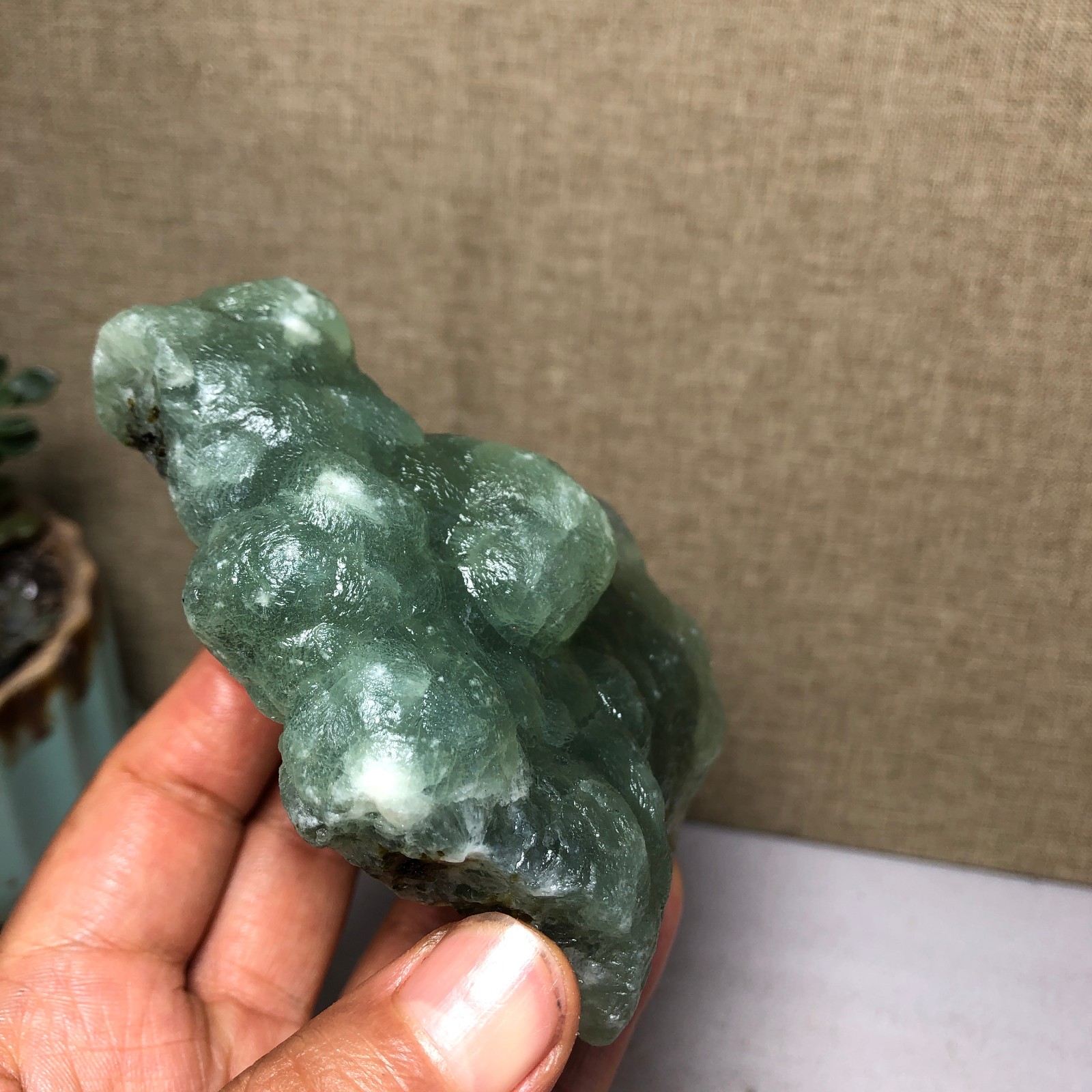 Natural grape Prehnite Tourmaline paragenesis Crystal specimen 272g A5093