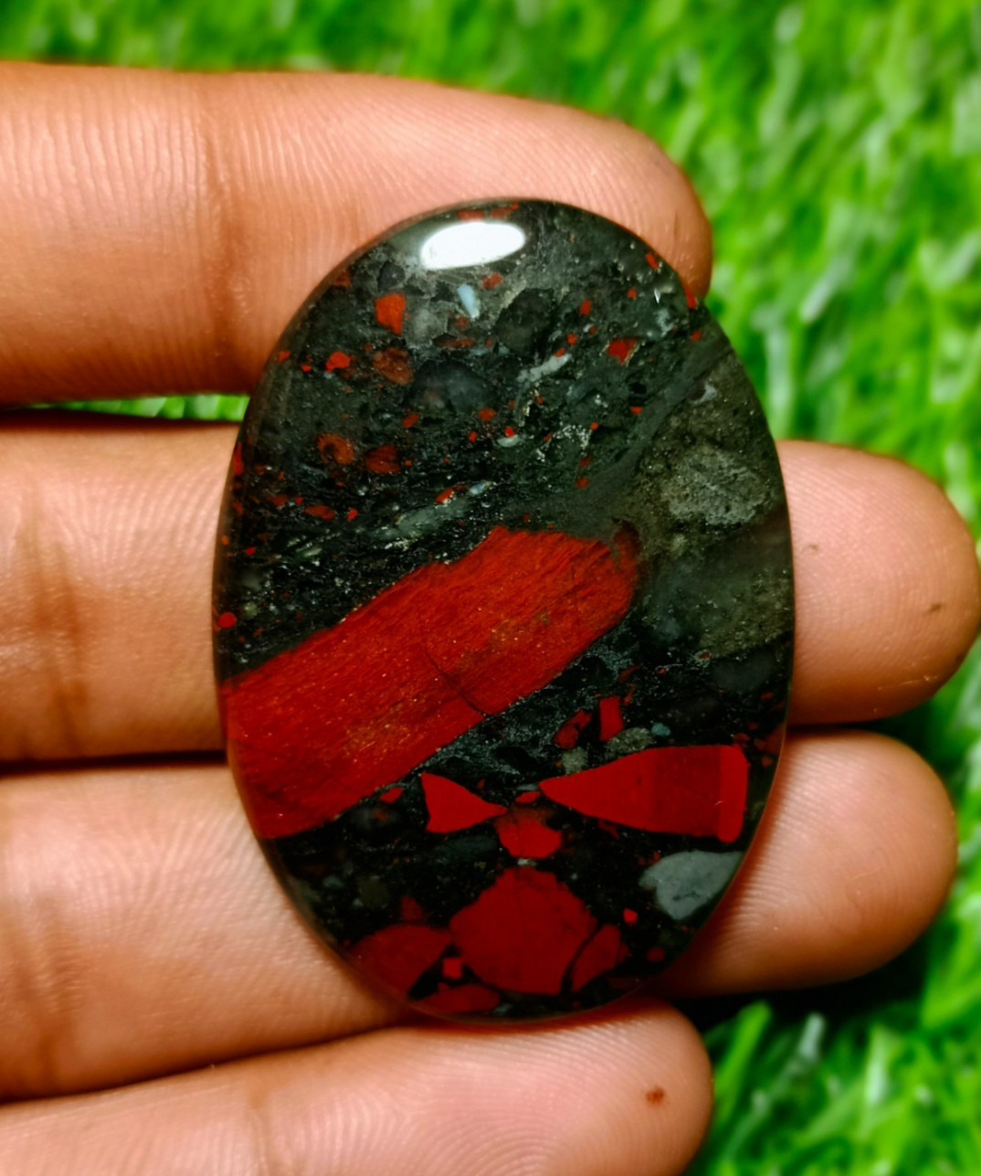 59 Carat Natural African Blood Stone Cabochon Gemstone Size 42X29X5 MM Approx