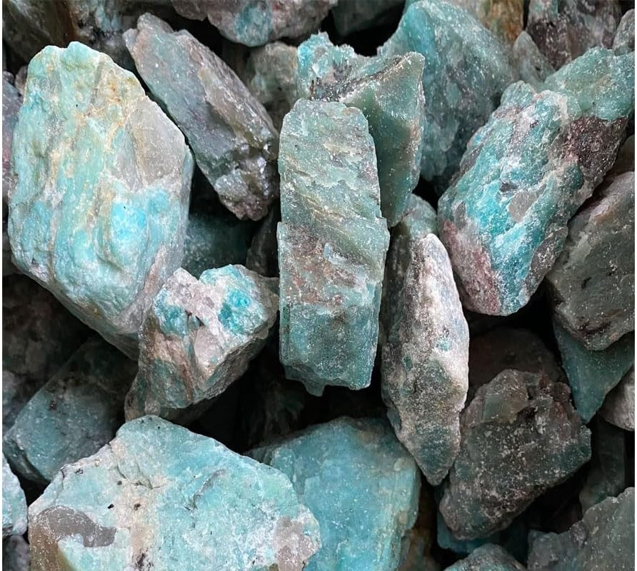Amazonite Crystal Rough Rocks 2 Lb Bulk Natural Quartz Raw Gemstones for Arts, C