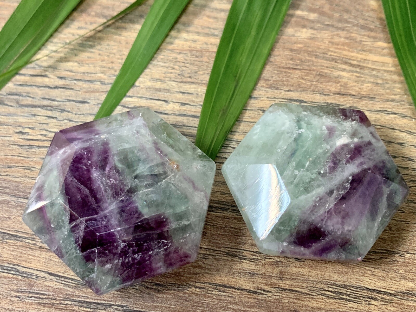 Fluorite Hexagon Crystal Hexagon Shape Gemstone Specimen Reiki Chakra Healing.
