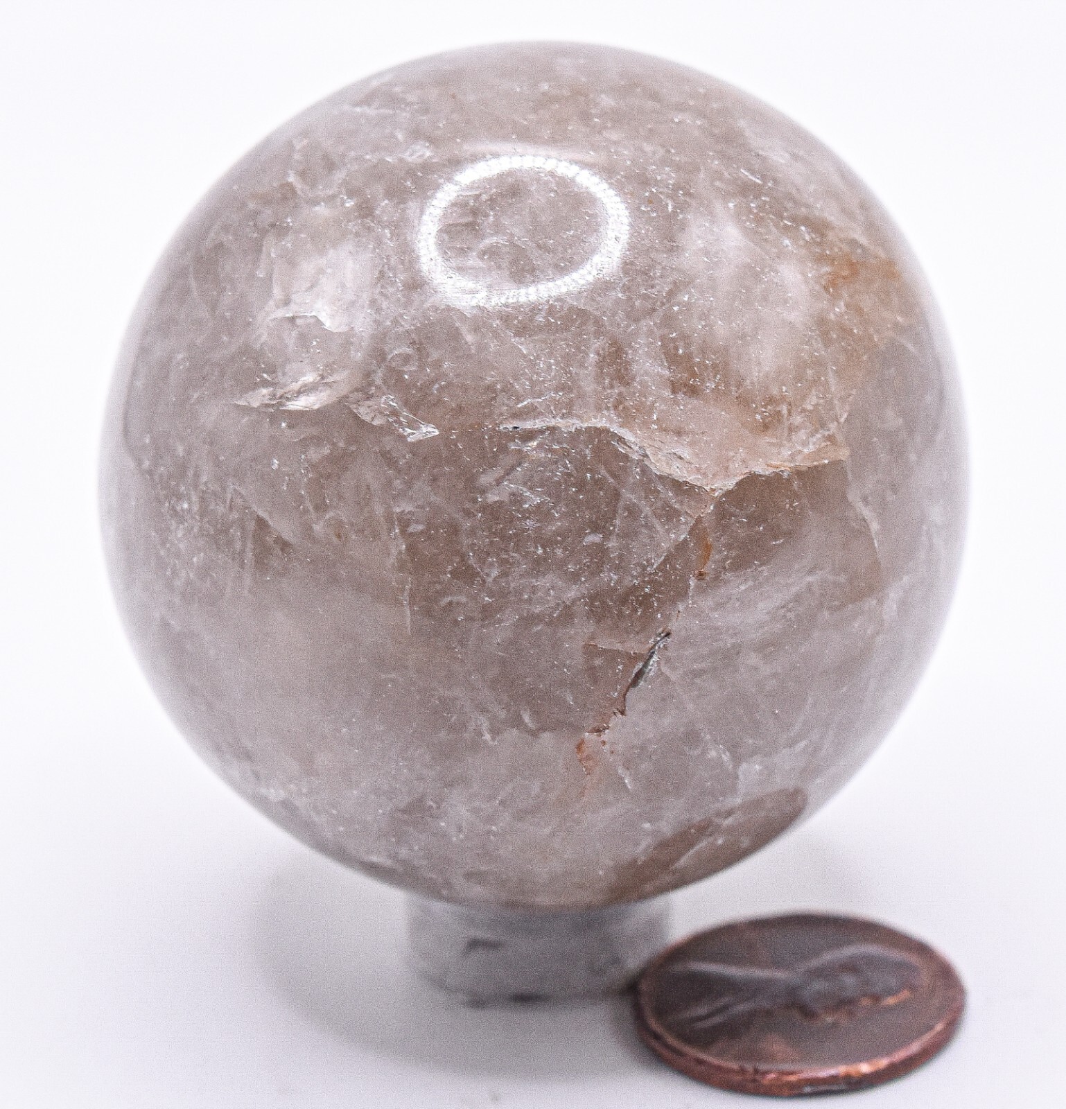 49mm 165g Smoky Quartz Carved Sphere Polished Natural Gemstone Mineral – India