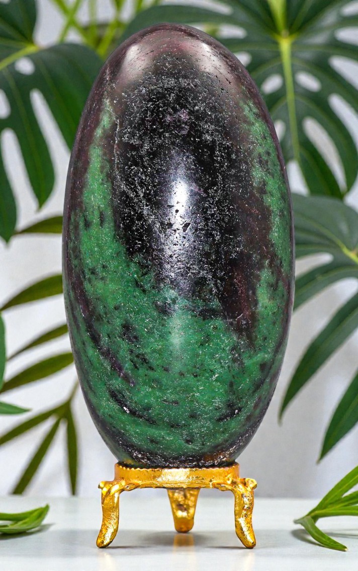 Green RUBY ZOISITE Crystal Anyolite Healing Reiki Energy Gemstone Lingam 105mm