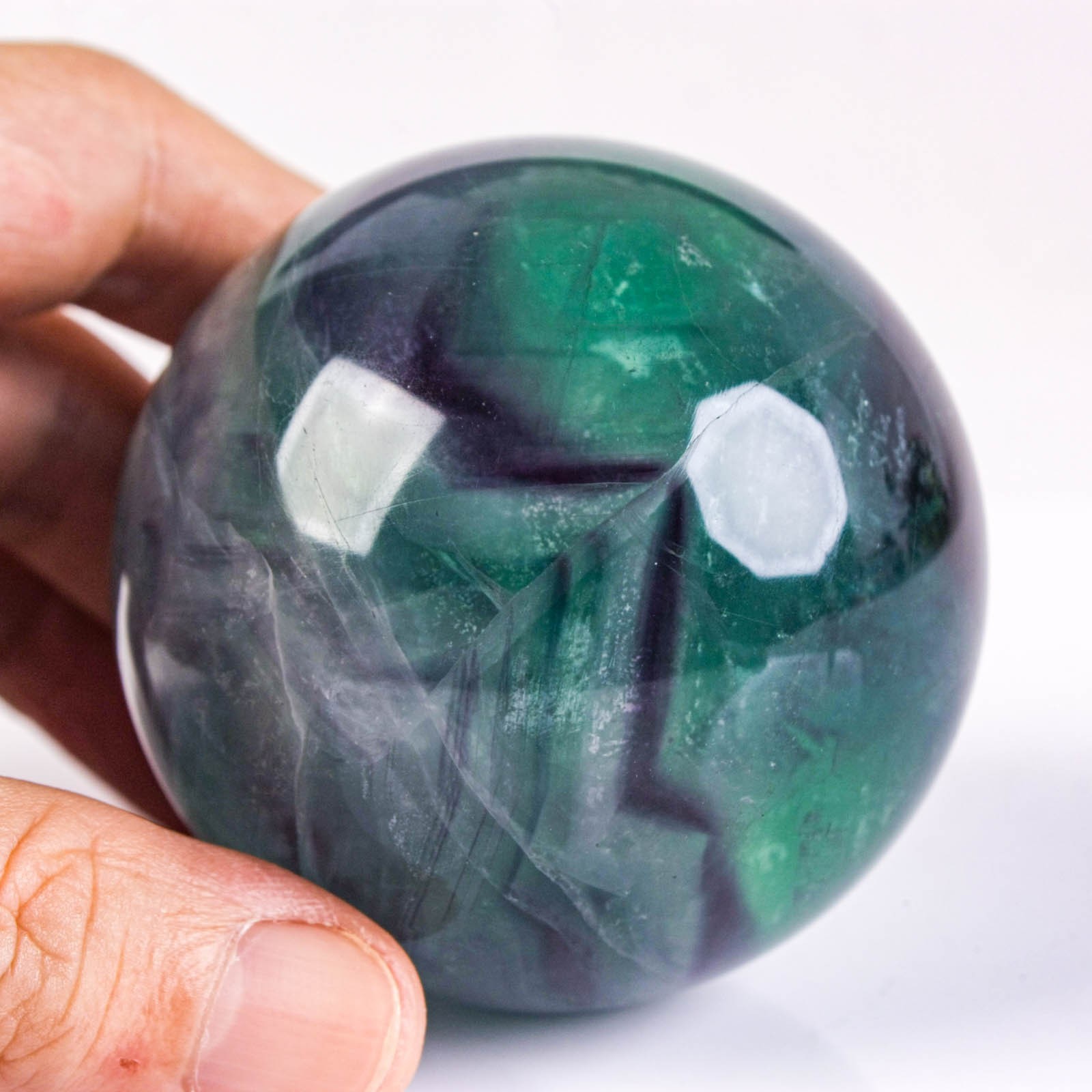 2.5″ 14.6oz Rainbow Fluorite Sphere Crystal Ball Natural Banded Mineral Specimen
