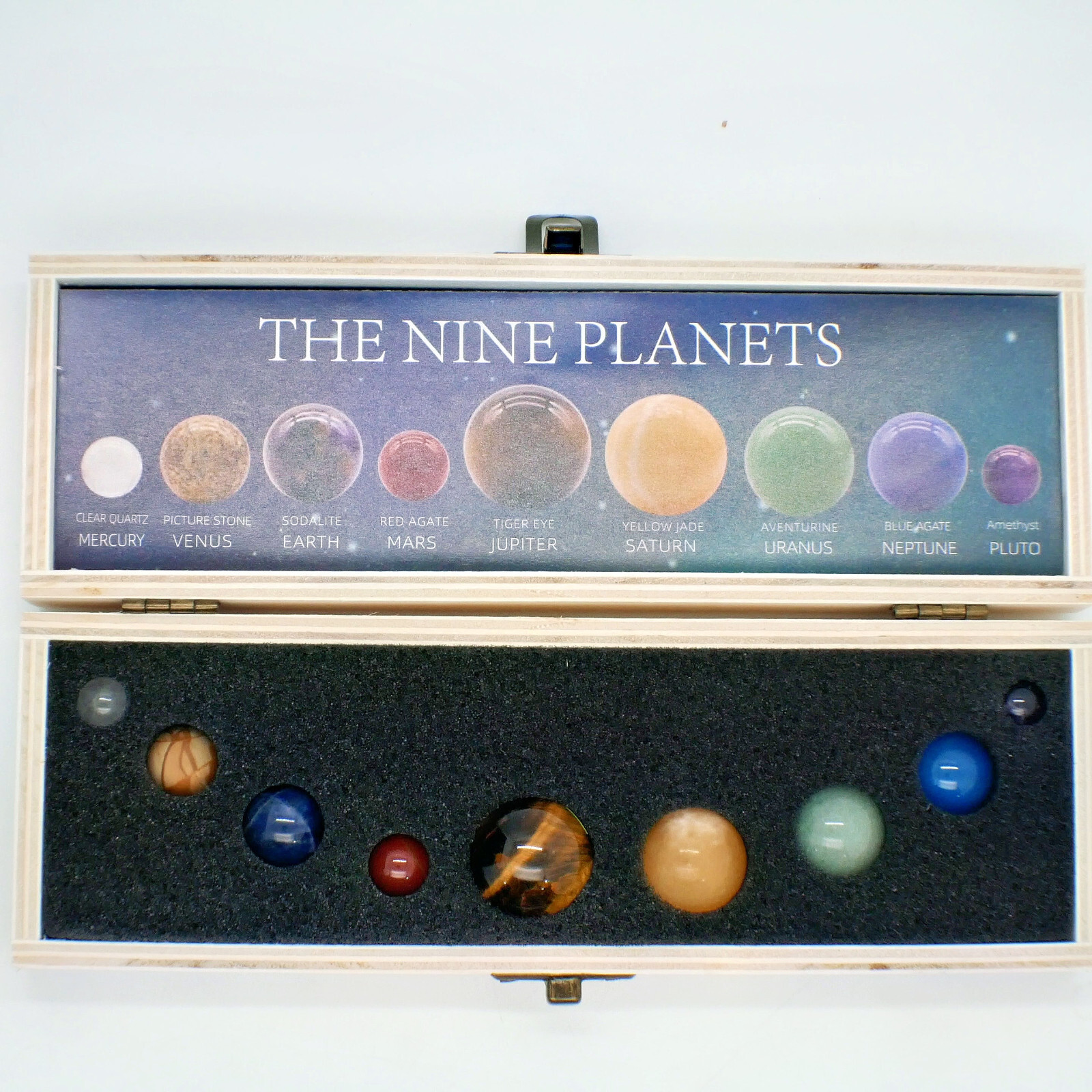 Natural Quartz Stone Sphere Nine Planets of The Solar System Kids Crystal Gift