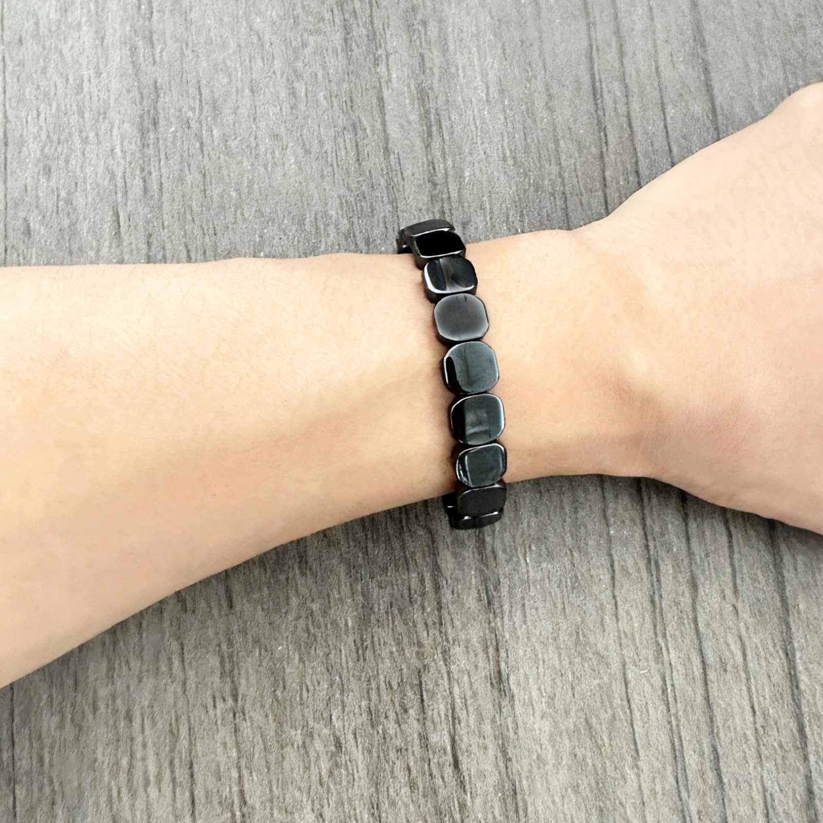 TACBSP Hematite Bracelet for Men Natural Stone Hematite Bracelet Black Stretc…