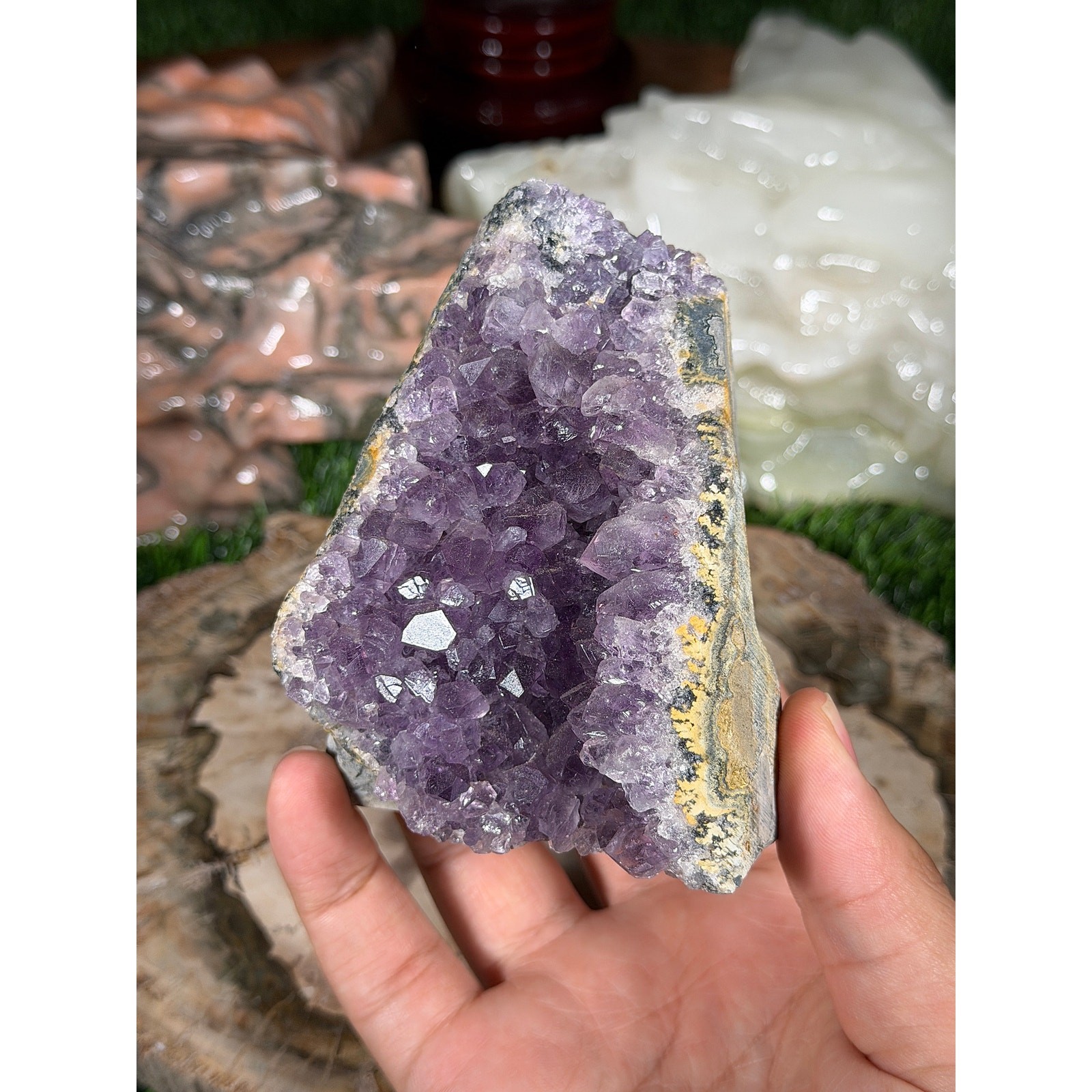 Brazilian Amethyst Crystal Rough Geode, 3.5 in by 2.5 in,1 lb 3.2 oz