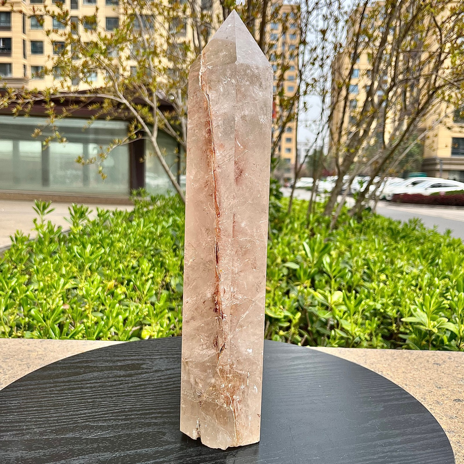 Genuine Clear Quartz Tower Natural Brown Markings Crystal Point Gemstone 11.8 lb