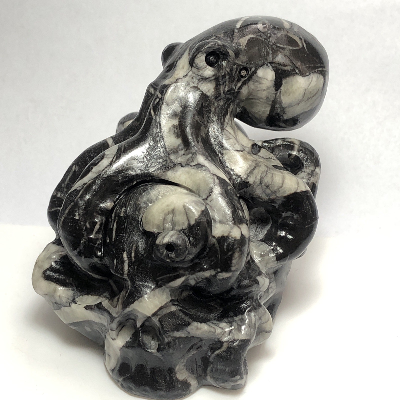 Octopus fine hand-carved natural shell stone crystal quartz mineral specimens.