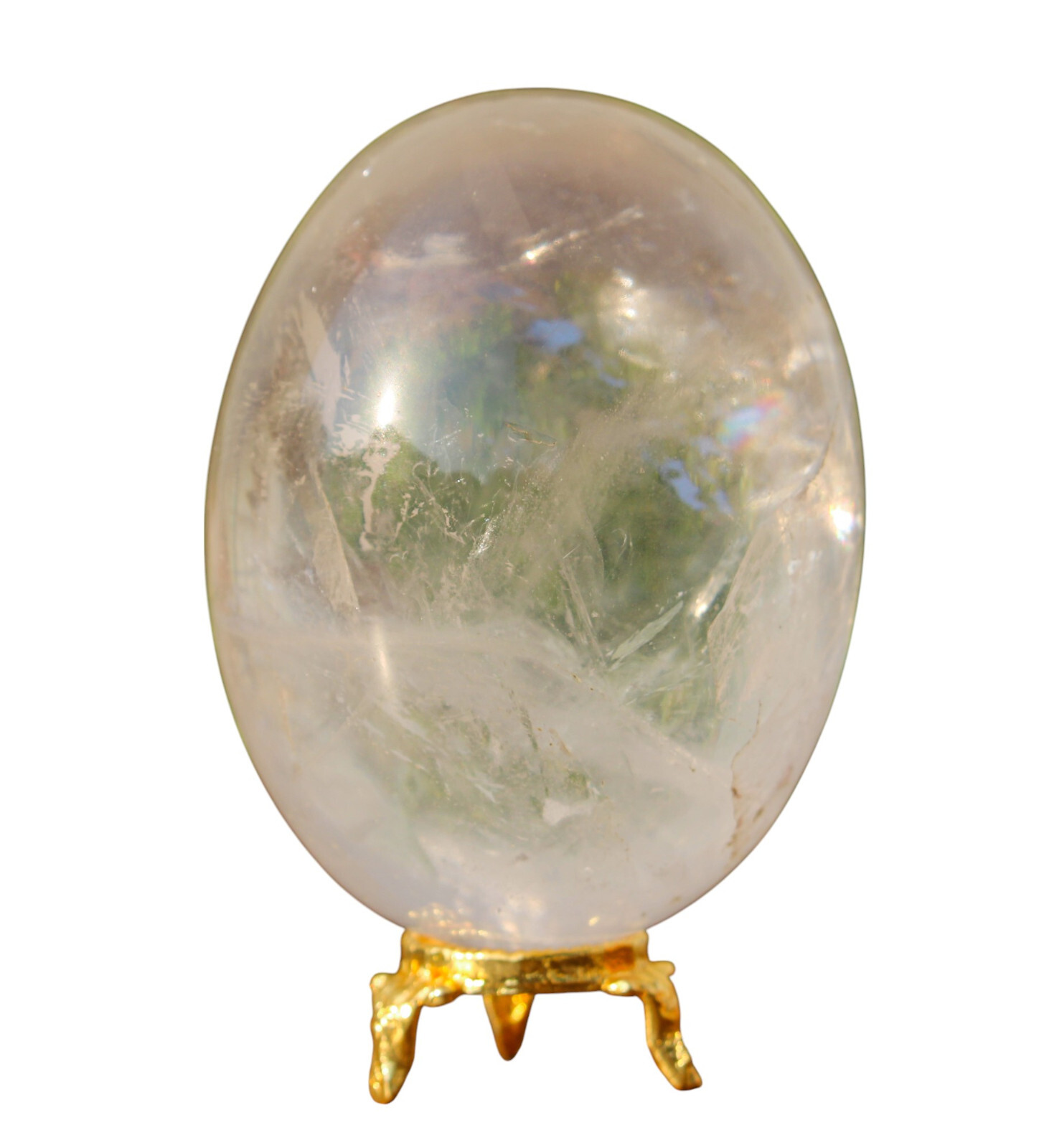 Super 100mm Clear Rock Crystal Quartz Healing Reiki Energy Gemstone Lingam Egg