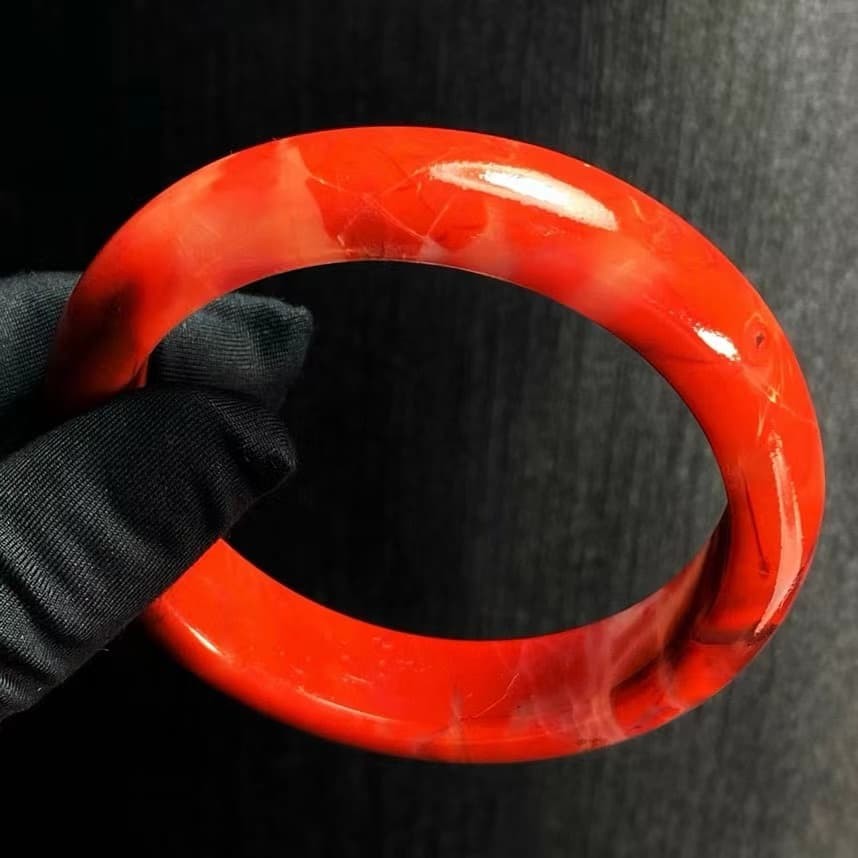 58.7mm Quality Natural Southern Red Agate Quartz Crystal Bangles Reiki Healing