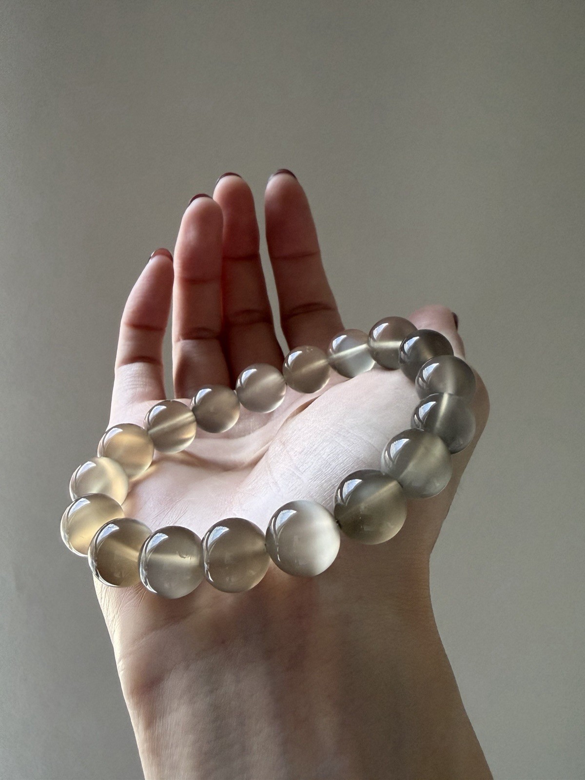 AAA+ Natural Flashy Transparent Gray Moonstone Bracelet 11mm