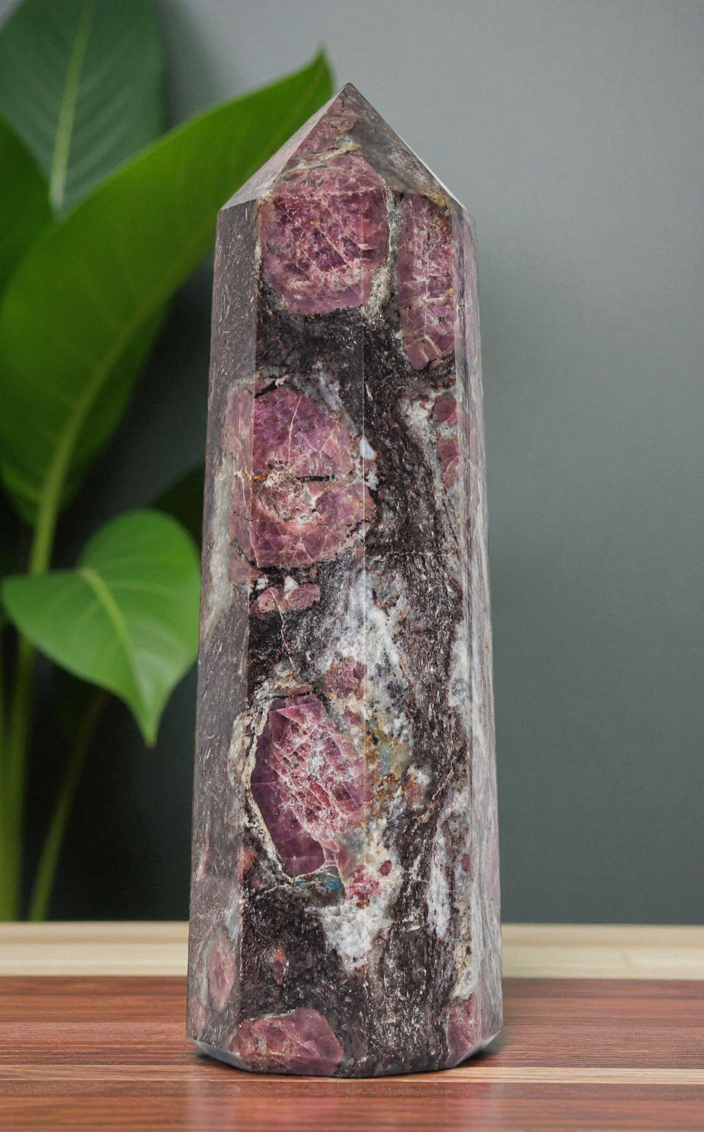 Superb Pink EUDIALYTE Crystal Tower Healing Wand Reiki Stone Decor Gift 160mm
