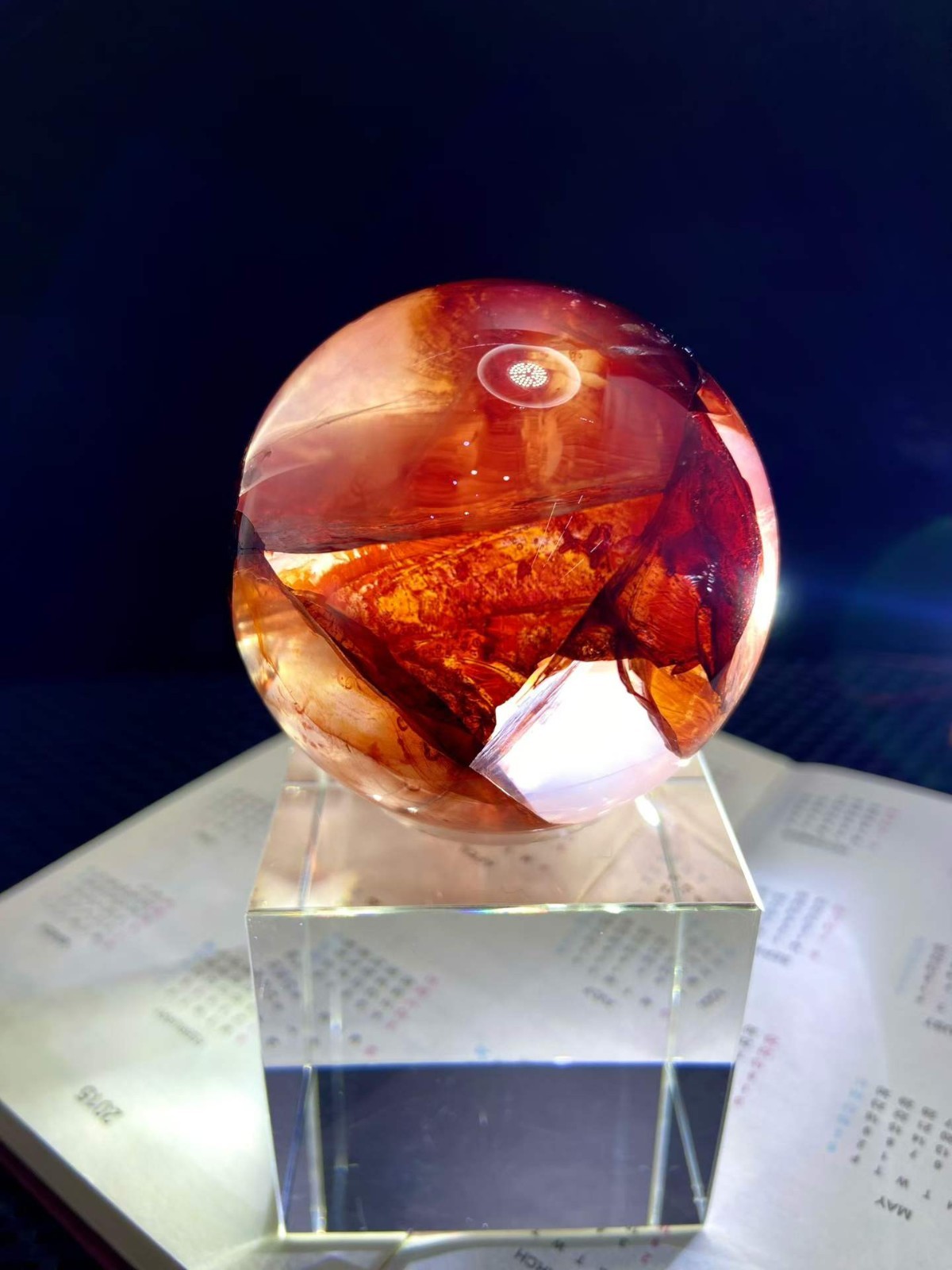57mm Natural Fire quartz sphere crystal polished ball Reiki energy healing gift