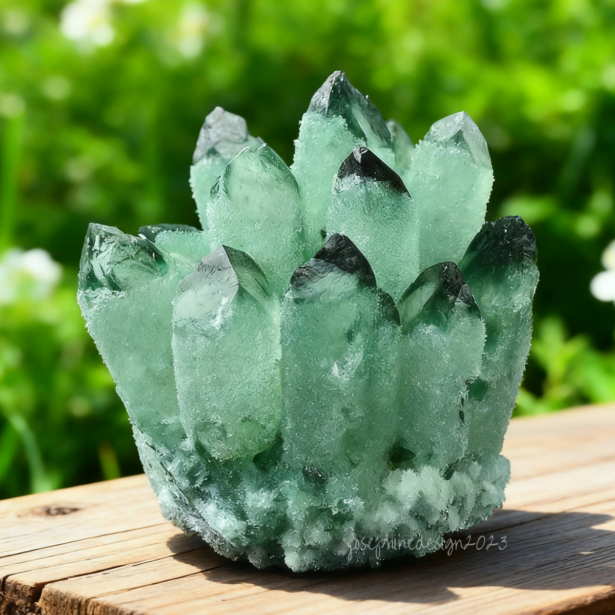 Rare Large Green Ghost Crystal Cluster Rough Geode Reiki Healing Quartz Decor