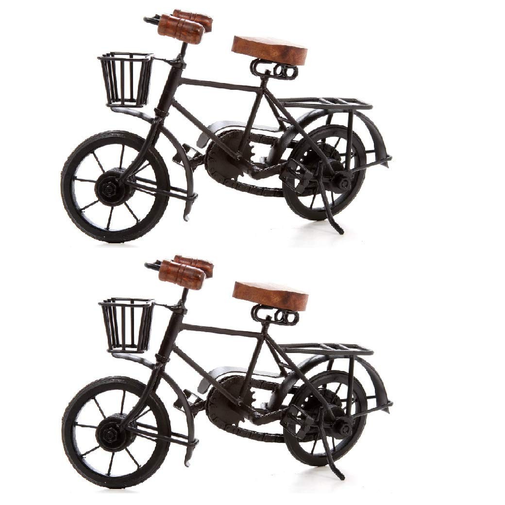 ® Set of 2 Decorative Tabletop Bicycle Pedestals 11” Long Black Metal Pedest…