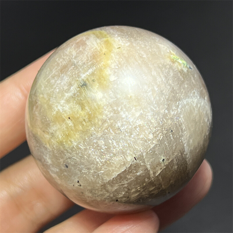 42mm+ Natural Gray moonstone sphere quartz Crystal starlight ball Healing 1pc