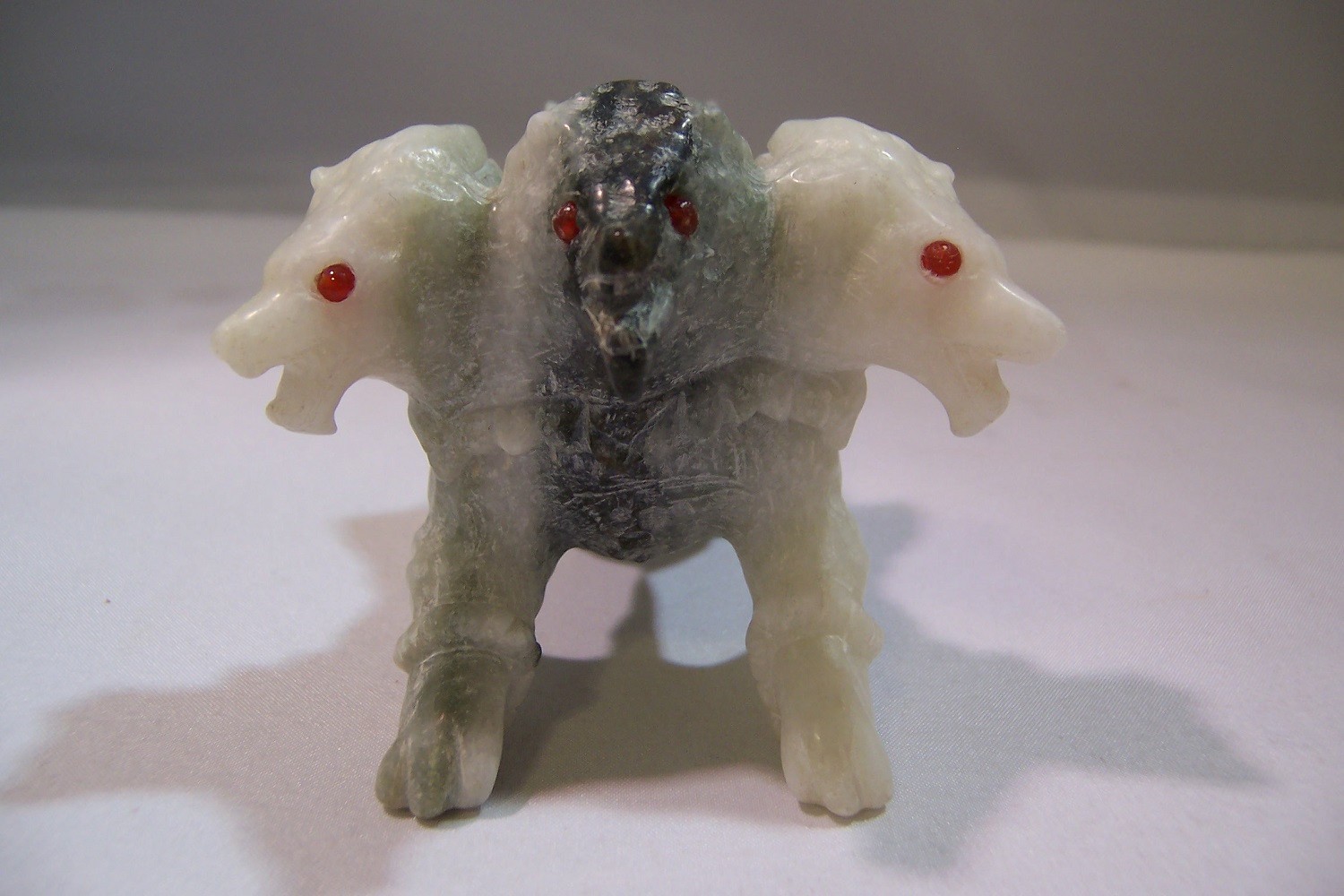 DUSHAN JADE HAND CARVED CERBERUS HELL HOUND NATURAL CRYSTAL 255g 9oz 4in 10.2cm