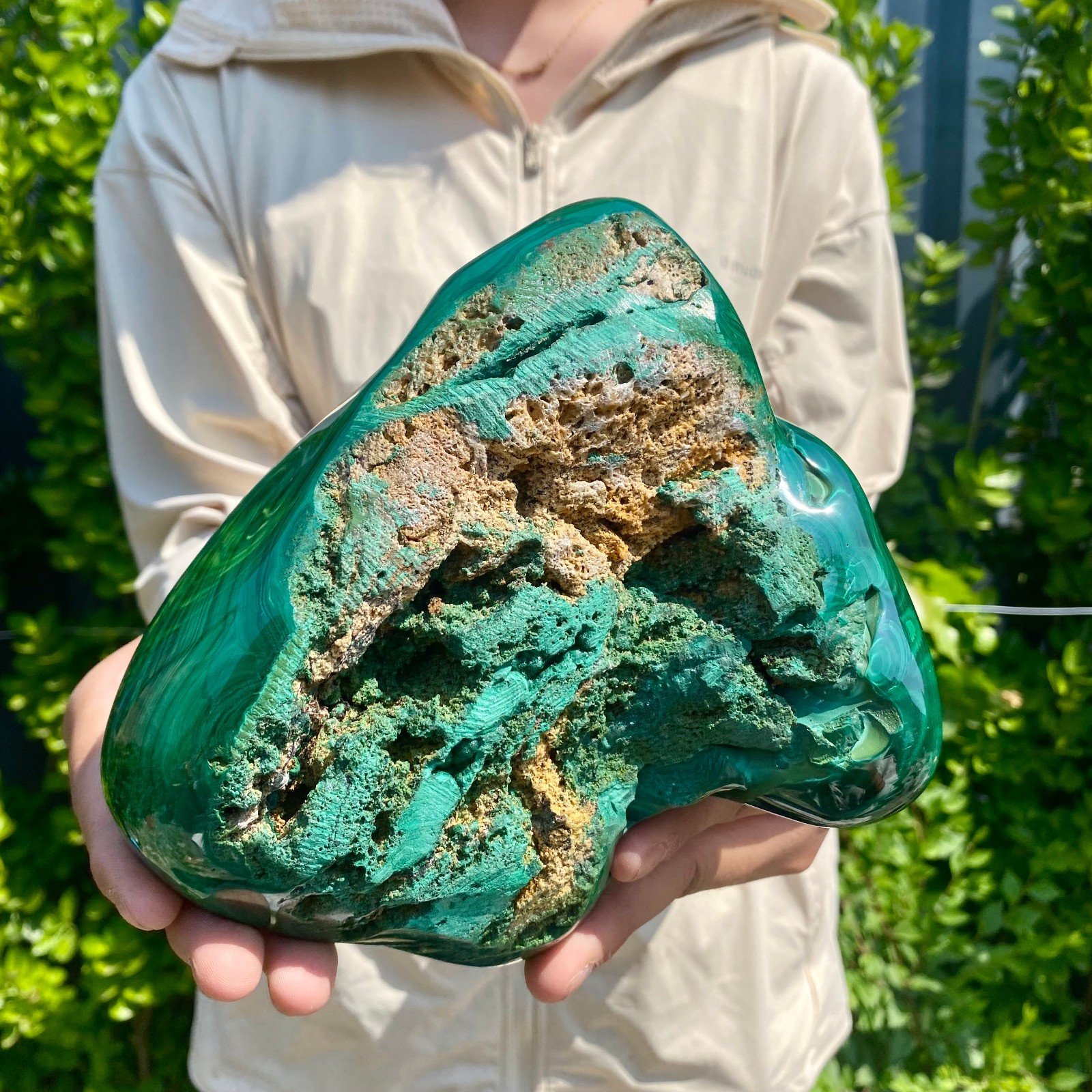 5.29LB Natural glossy Malachite transparent cluster rough mineral sample