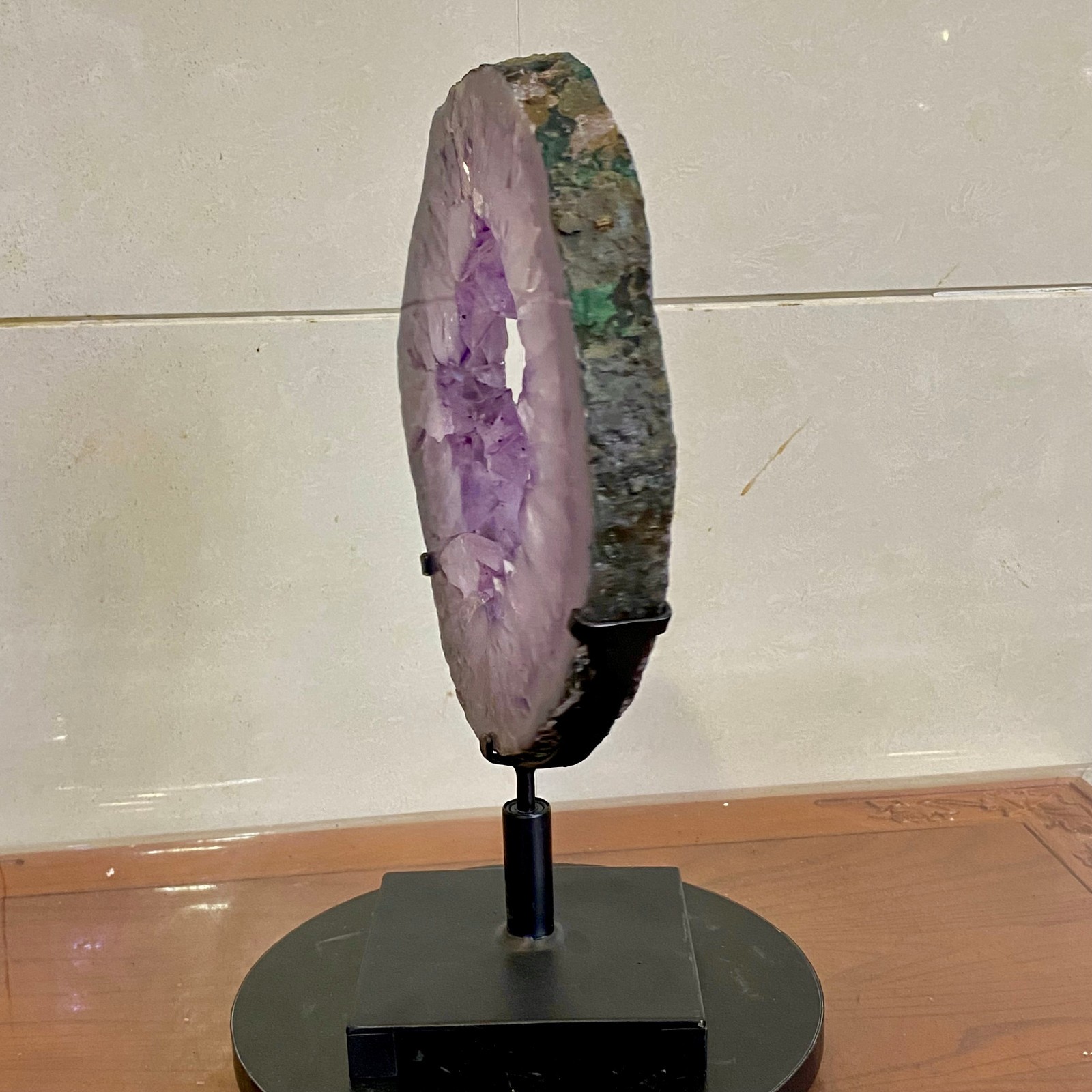 8.04LB Natural Amethyst Cave Crystal Slice Crescent shaped Hand Cut Repai