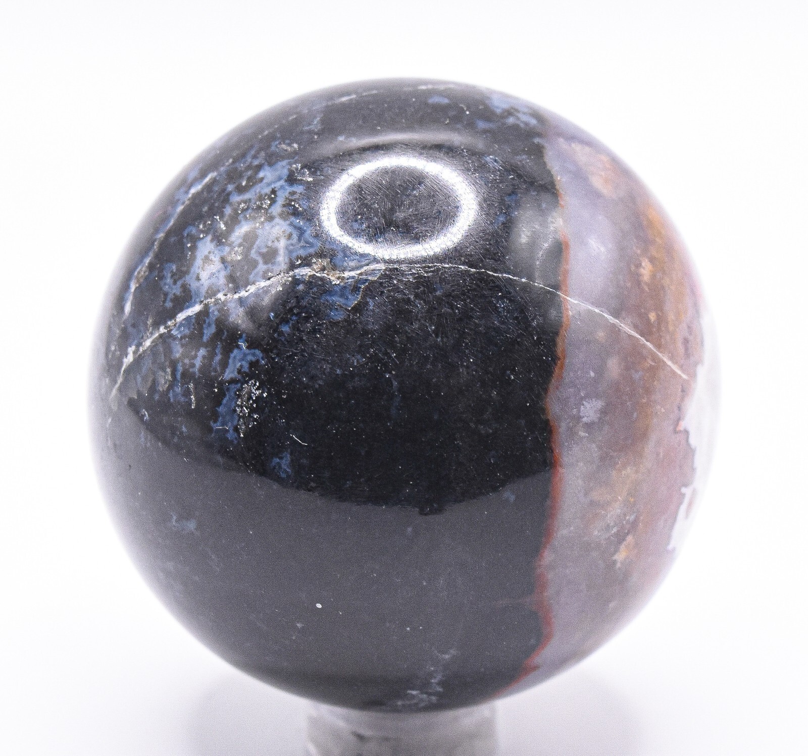 2″ Multicolor Agate Sphere Polished Chalcedony w/ Quartz Crystal Mineral – India