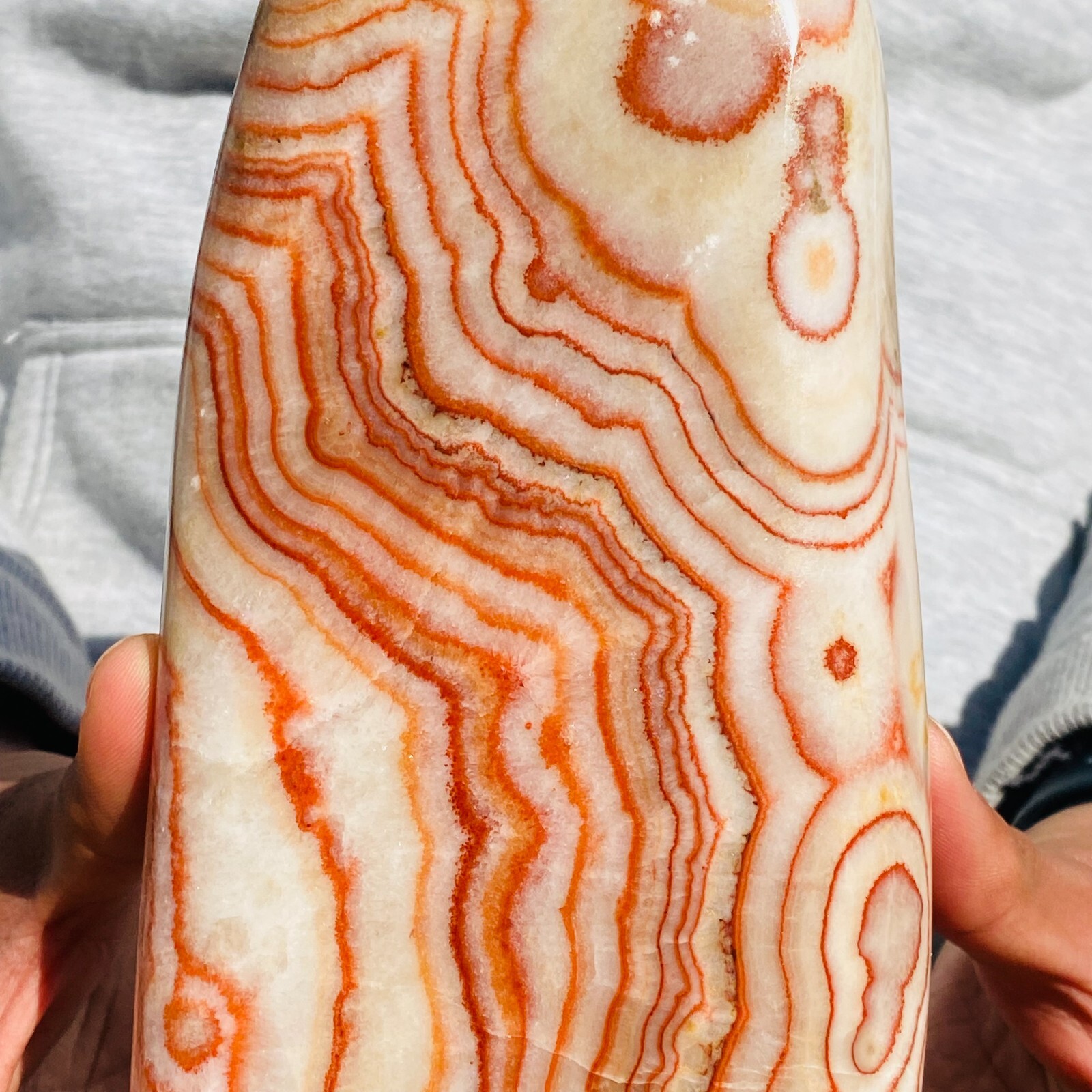 3.31LB Large Natural Red Striped Pattern Pork Stone Landscape Mineral Specimen