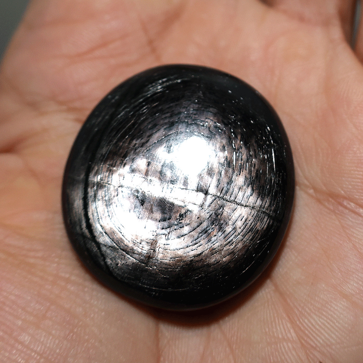 Hypersthene Flash Palm — Metallic Shimmer Meditation Stone— Liquid Silver Shadow