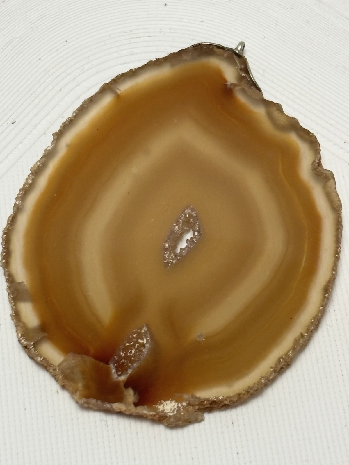 Natural Amber Agate Slice with Crystal Geode Druzy 4″ Polished Coaster