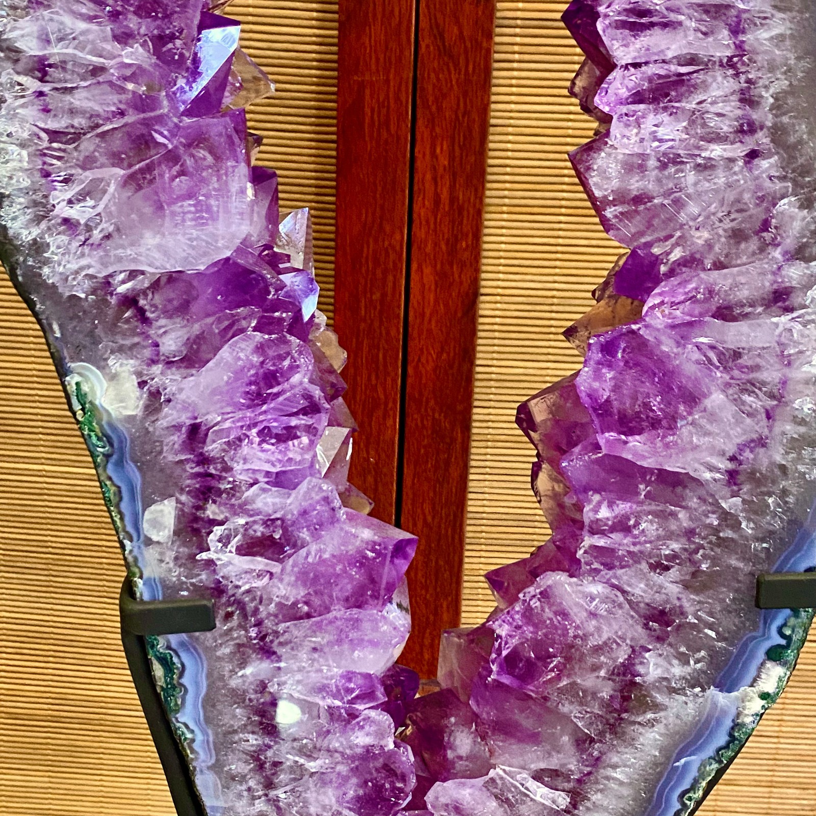 15.1LB Natural Amethyst Cave Crystal Slice Crescent shaped Hand Cut Repai