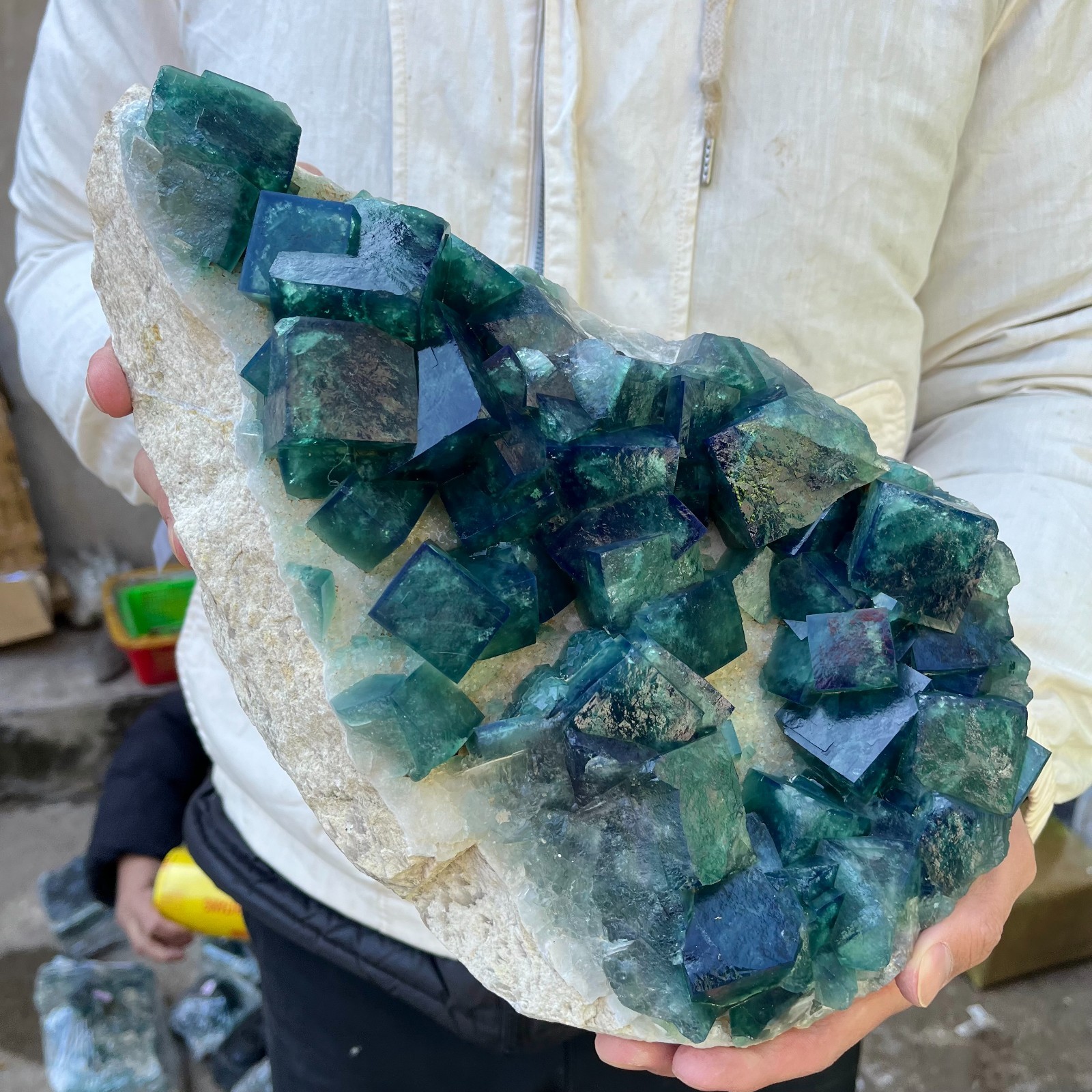 27.8lb Natural cubic green fluorite crystal clusters rough specimen Madagascar