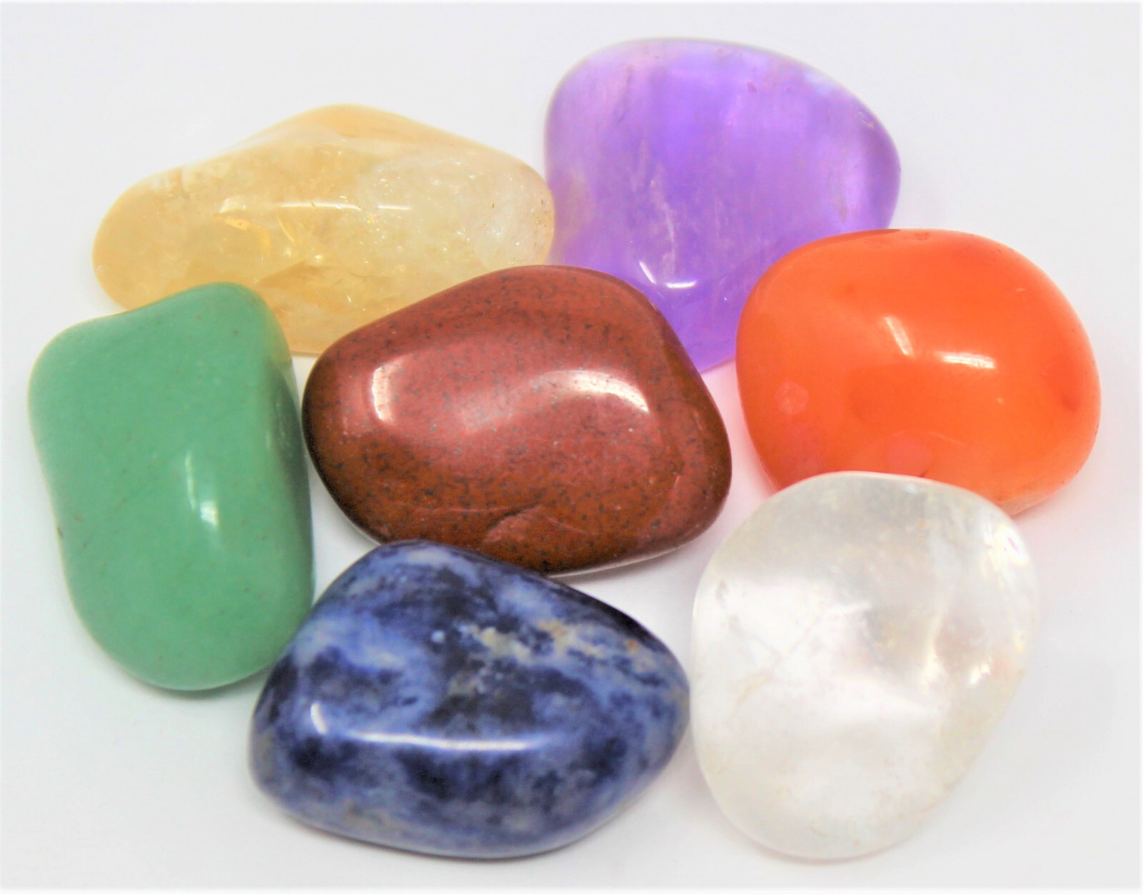 Crystal Healing CHAKRA KIT Balancing Set 7 Tumble Stones & Carry Pouch (Set #2)