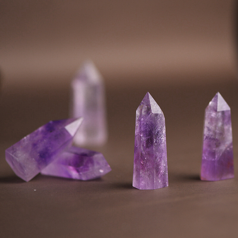 4-5cm Natural Brazilian Amethyst Quartz Crystal Point Wand Obelisk Energy Stone