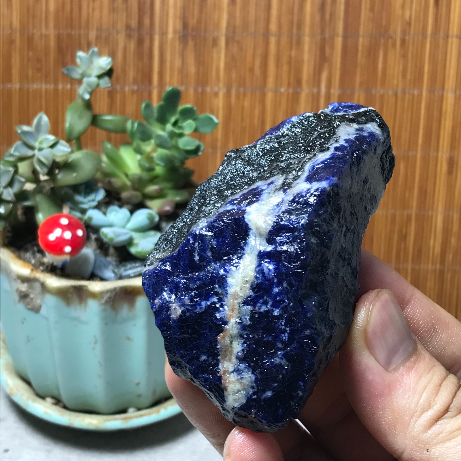 Natural Blue sodalite Crystal gemstone Rough Mineral Specimen healing 91g A6387