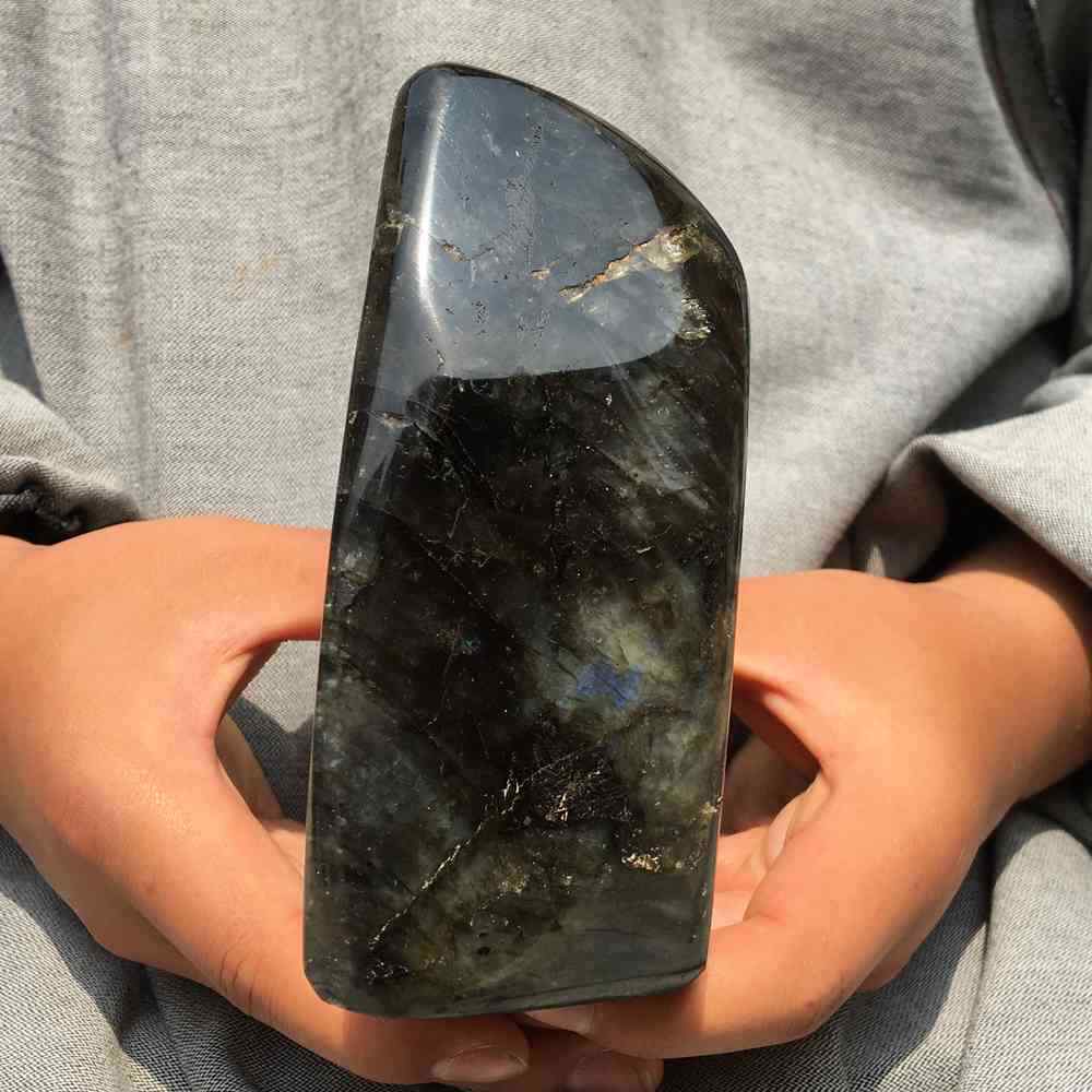 3.03LB Natural Labradorite Quartz Crystal Spectrolite Mineral Specimen Healing